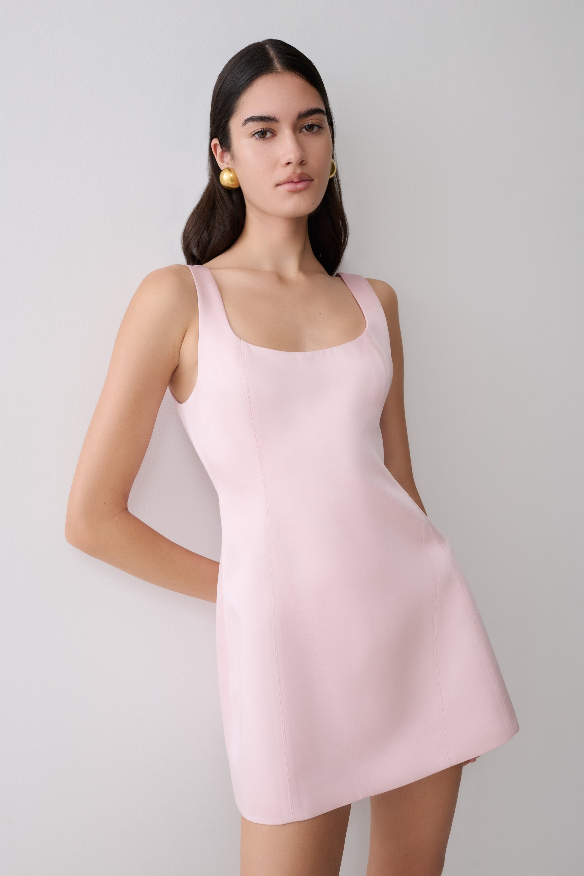 Beth Satin Mini Dress - Pale Pink #7