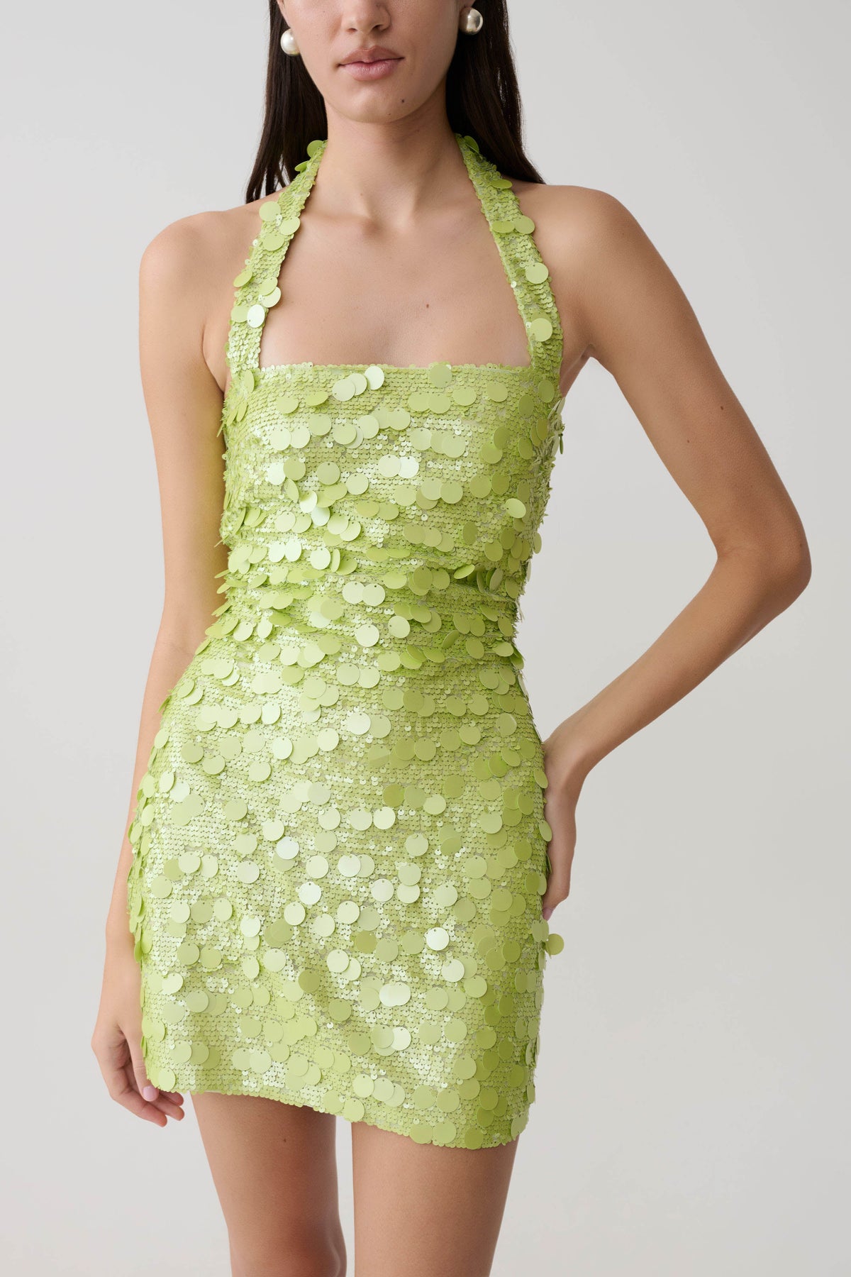 Caralee Sequin Halter Mini Dress - Green #9