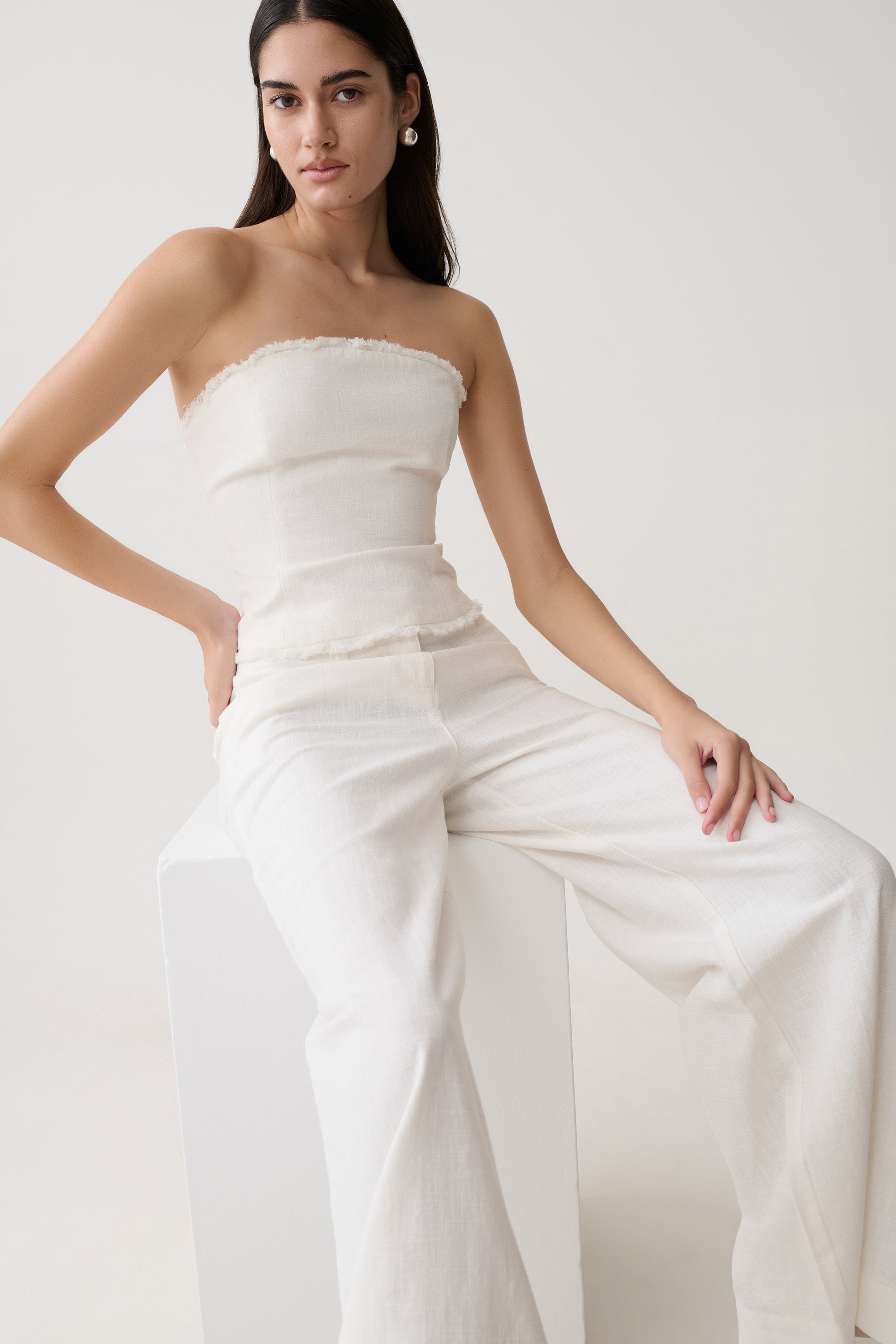 Brielle Straight Leg Pant - White #8