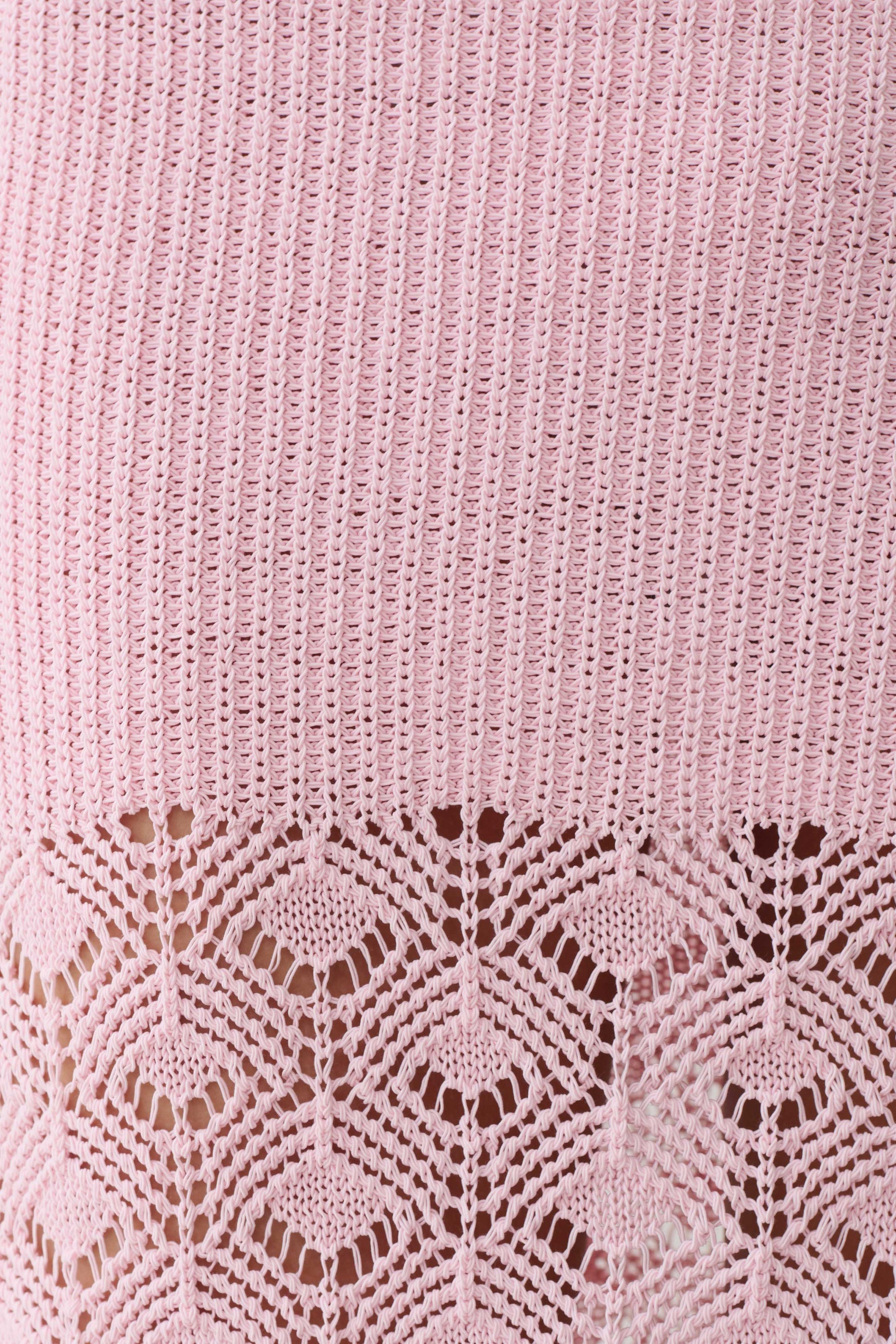 Atlantis Crochet Knit Midi Skirt - Baby Pink #6
