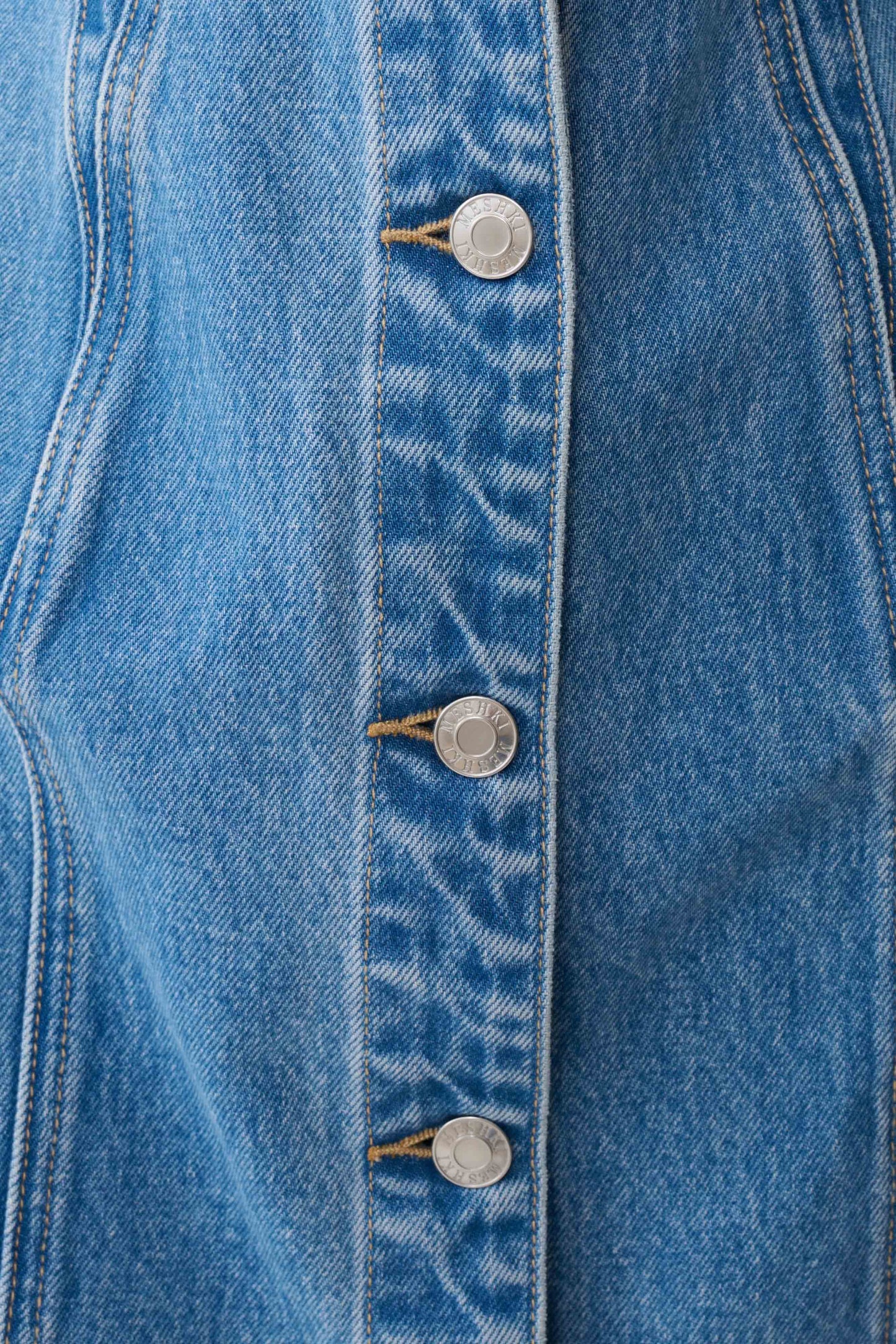 Penn Button Front Denim Mini Dress - Summer Blue