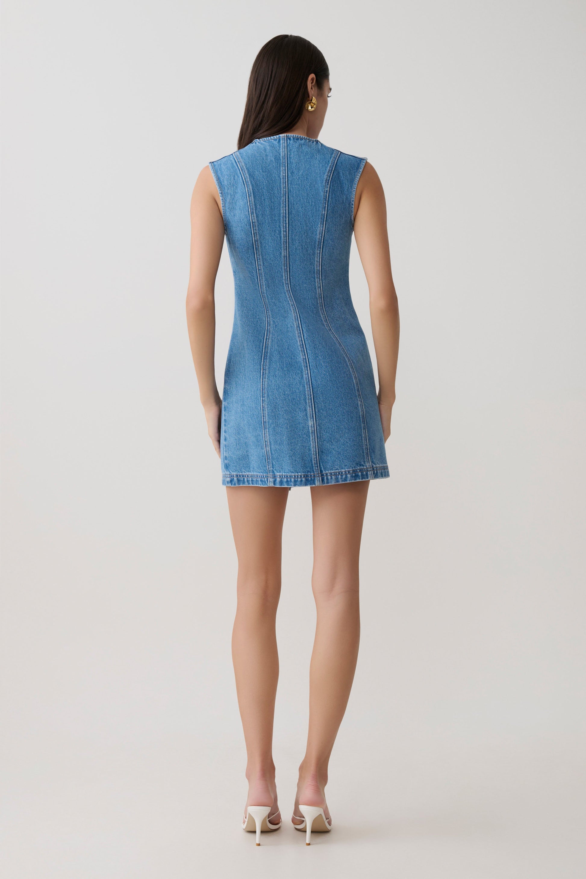 Penn Button Front Denim Mini Dress - Summer Blue #2