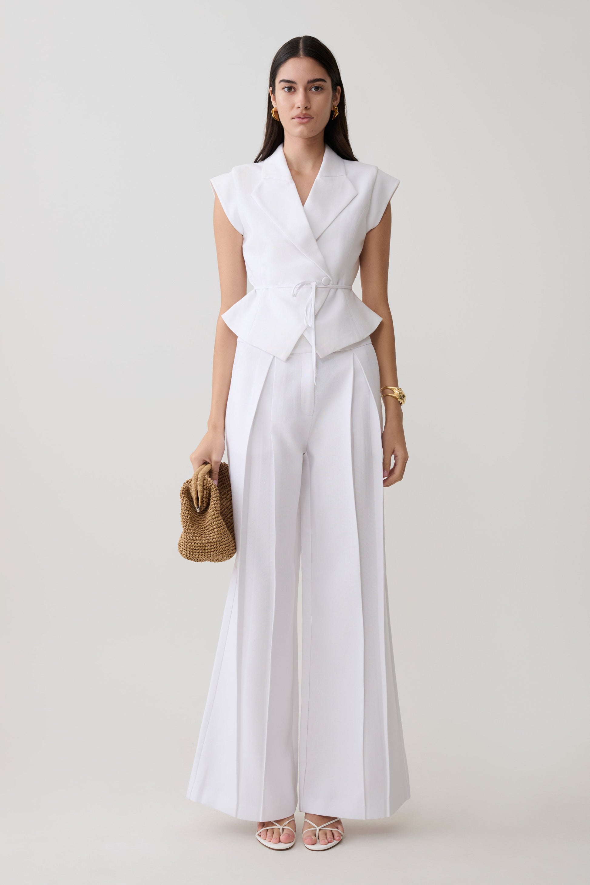 Andina Short Sleeve Linen Top - White #7
