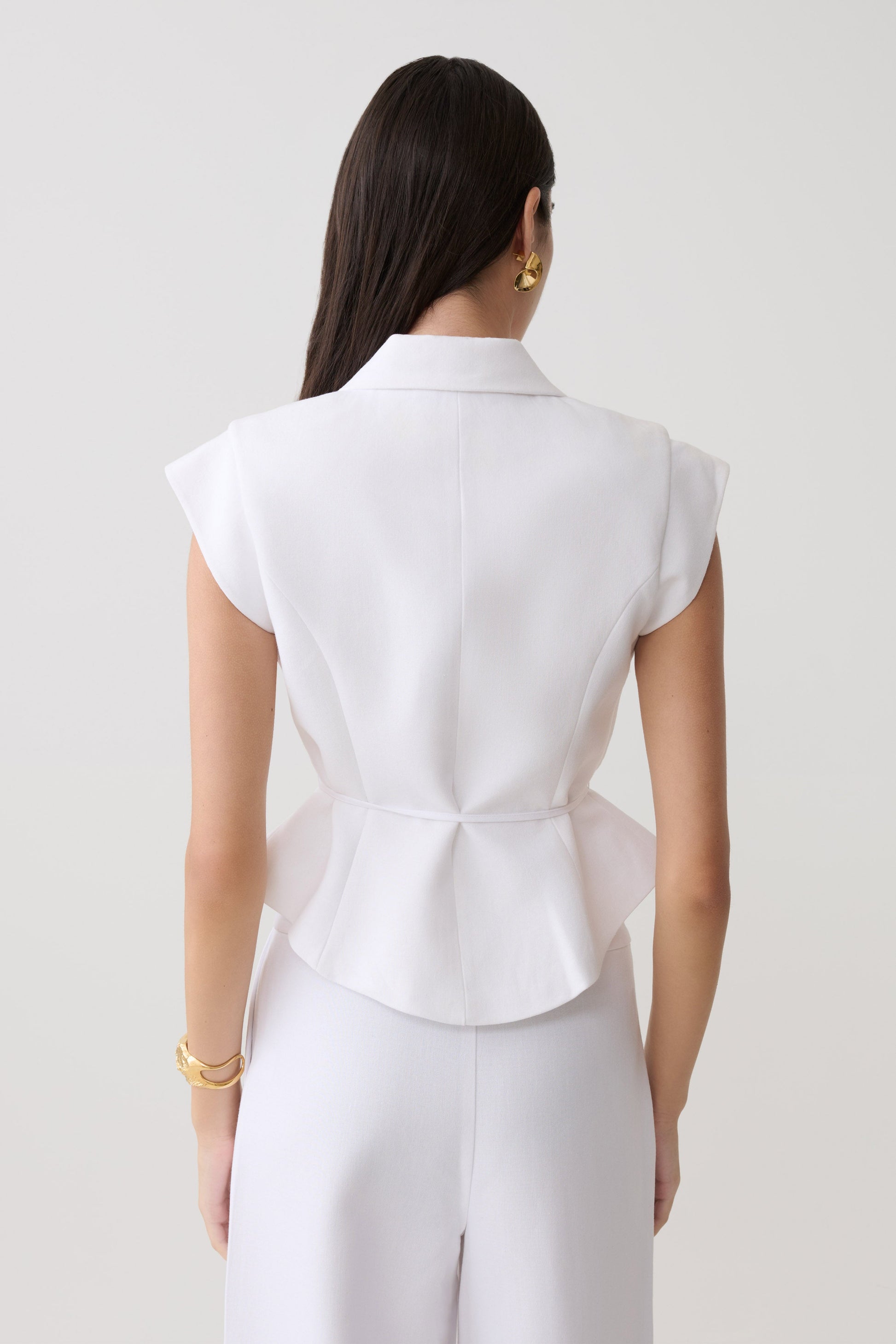 Andina Short Sleeve Linen Top - White #2