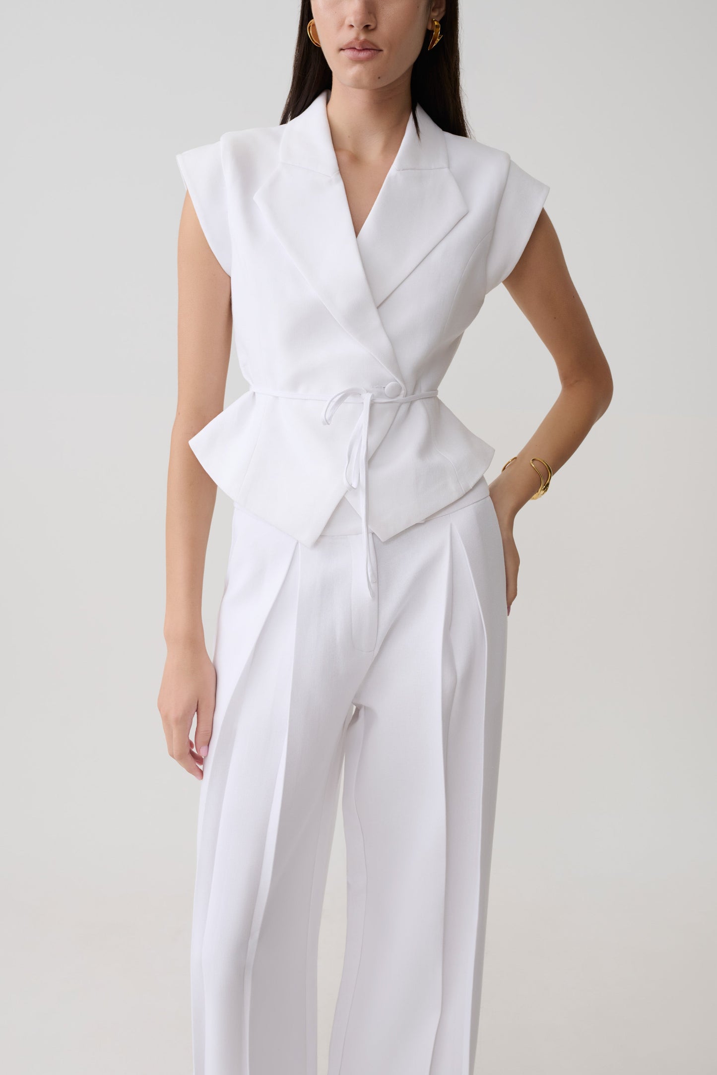 Andina Short Sleeve Linen Top - White