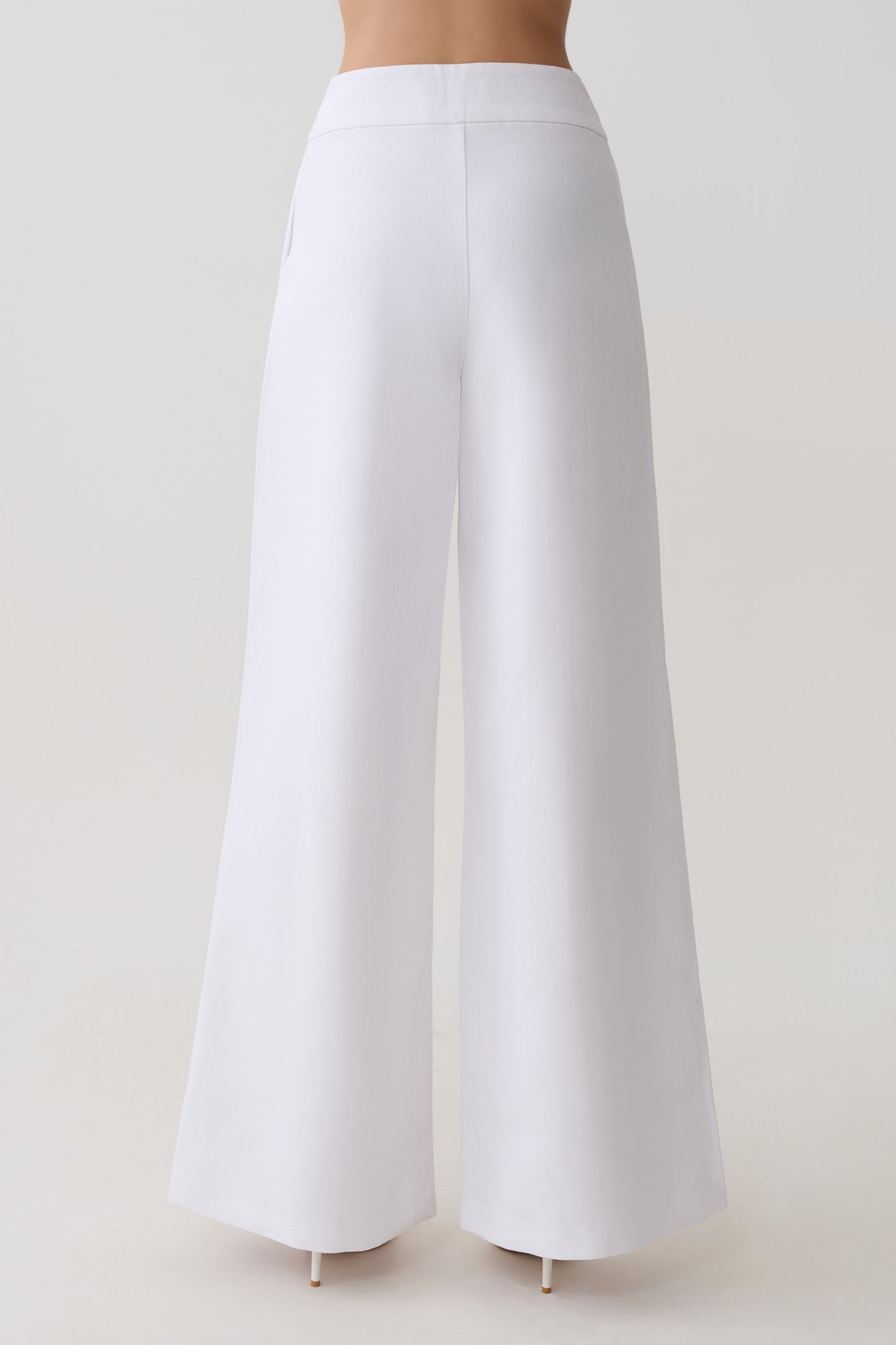 Raya Mid Rise Wide Leg Linen Pant - White