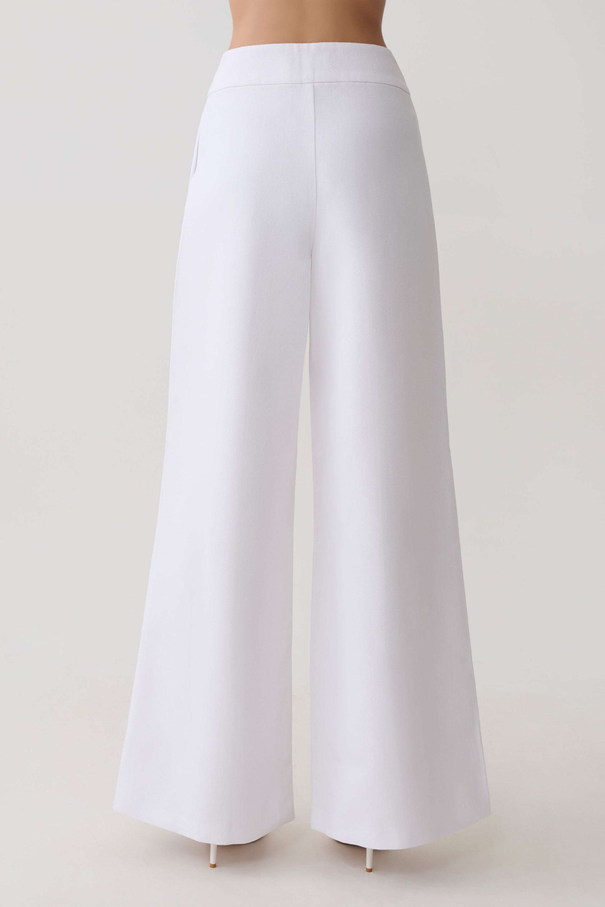 Raya Mid Rise Wide Leg Linen Pant - White #2