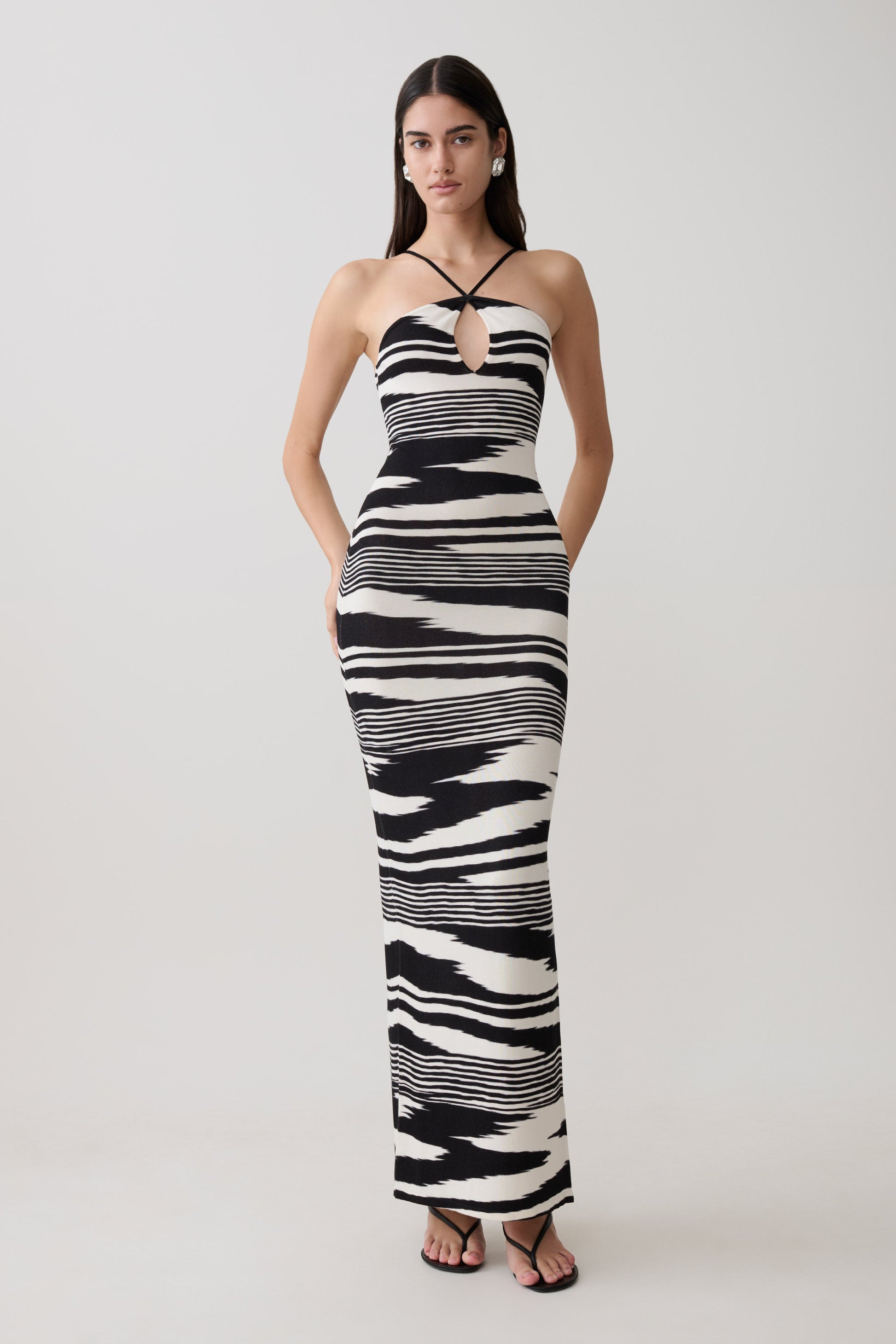 Ashtin Cross Front Knit Maxi Dress - Linear Shift Print #5