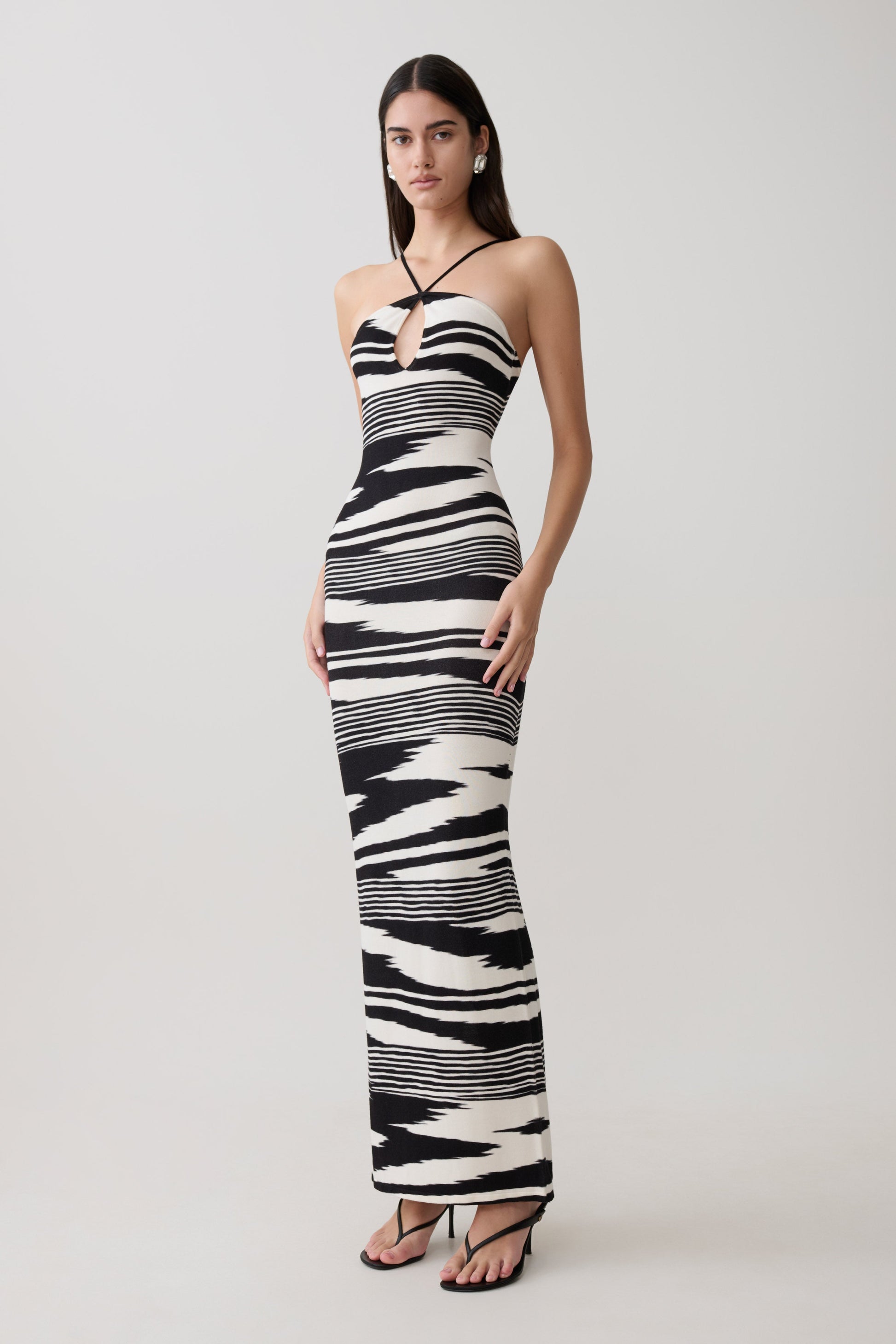 Ashtin Cross Front Knit Maxi Dress - Linear Shift Print #4
