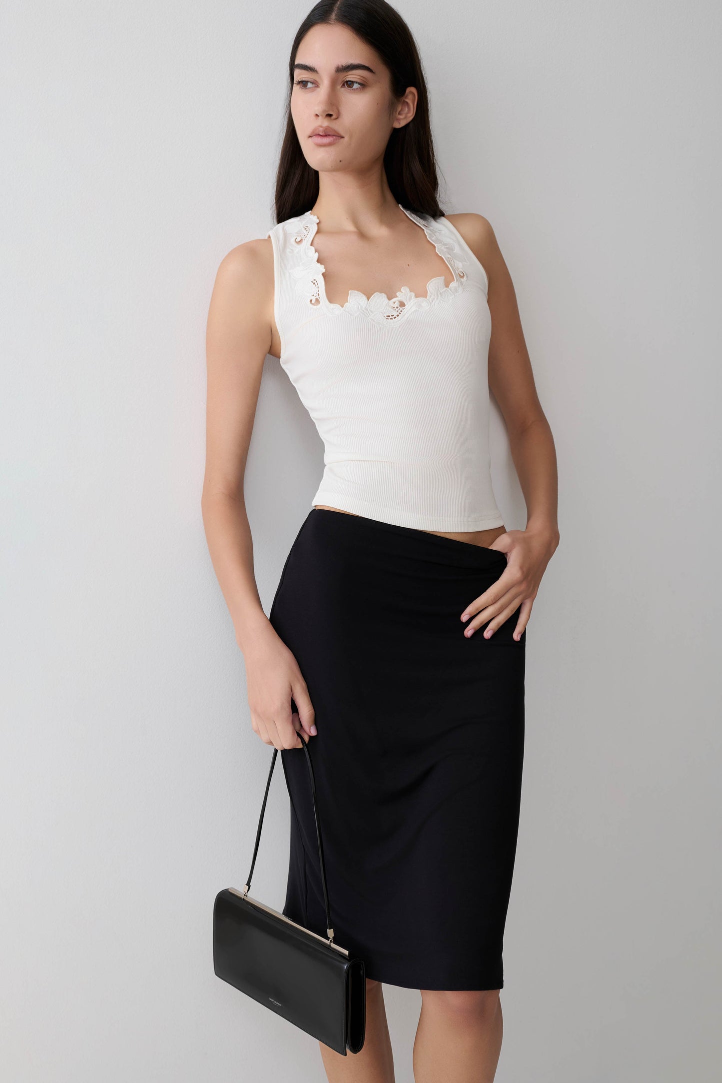 Greer Knee Length Skirt - Black