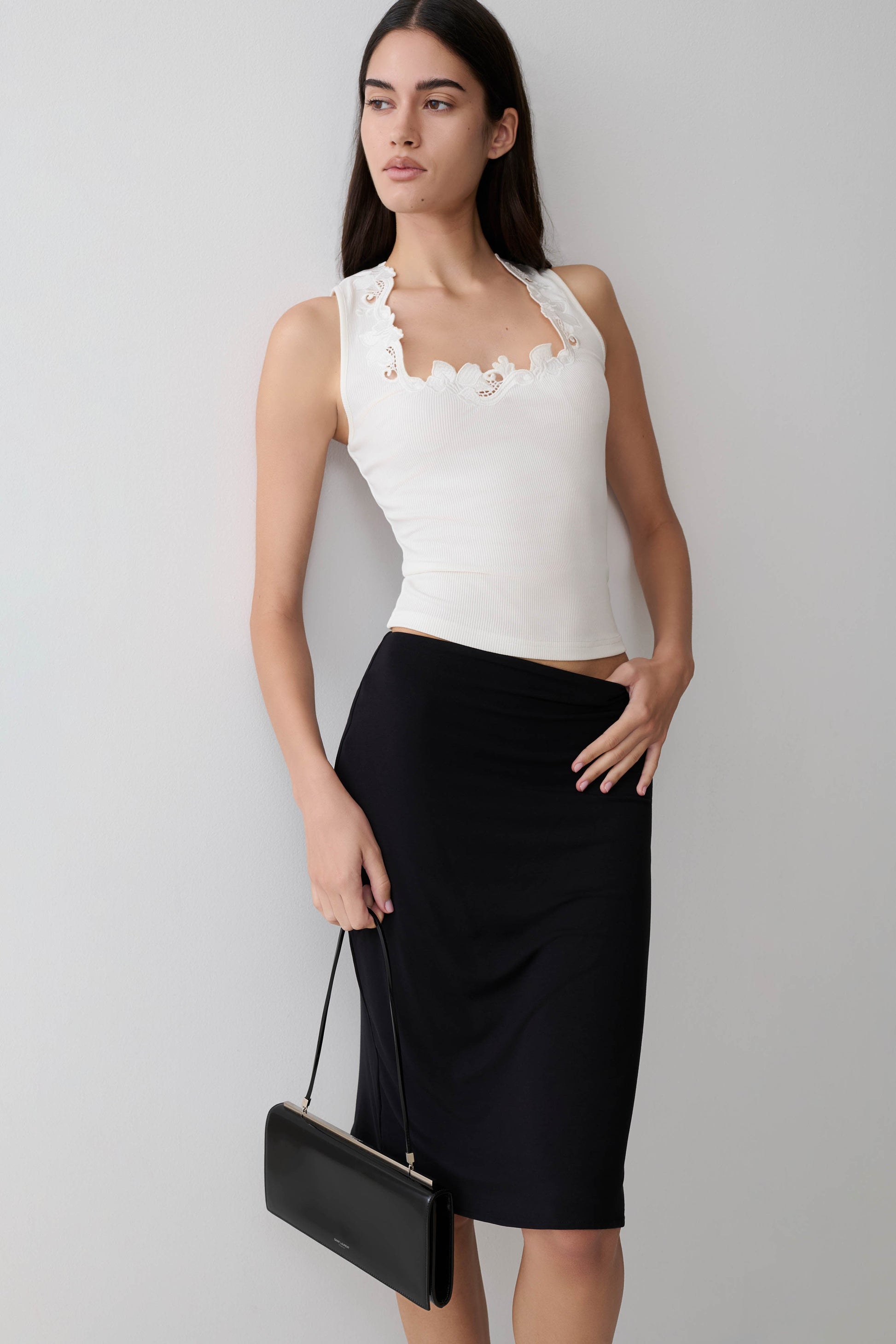 Greer Knee Length Skirt - Black #3