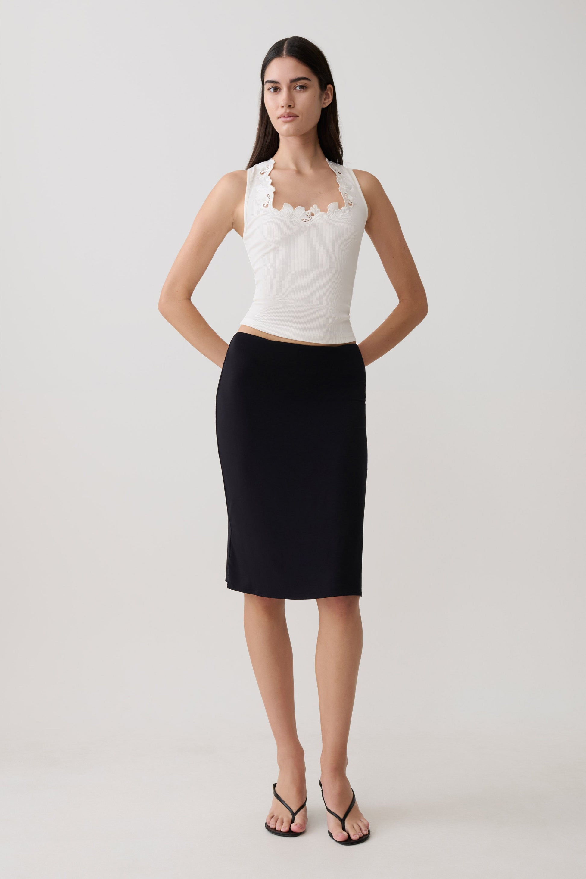 Greer Knee Length Skirt - Black #4