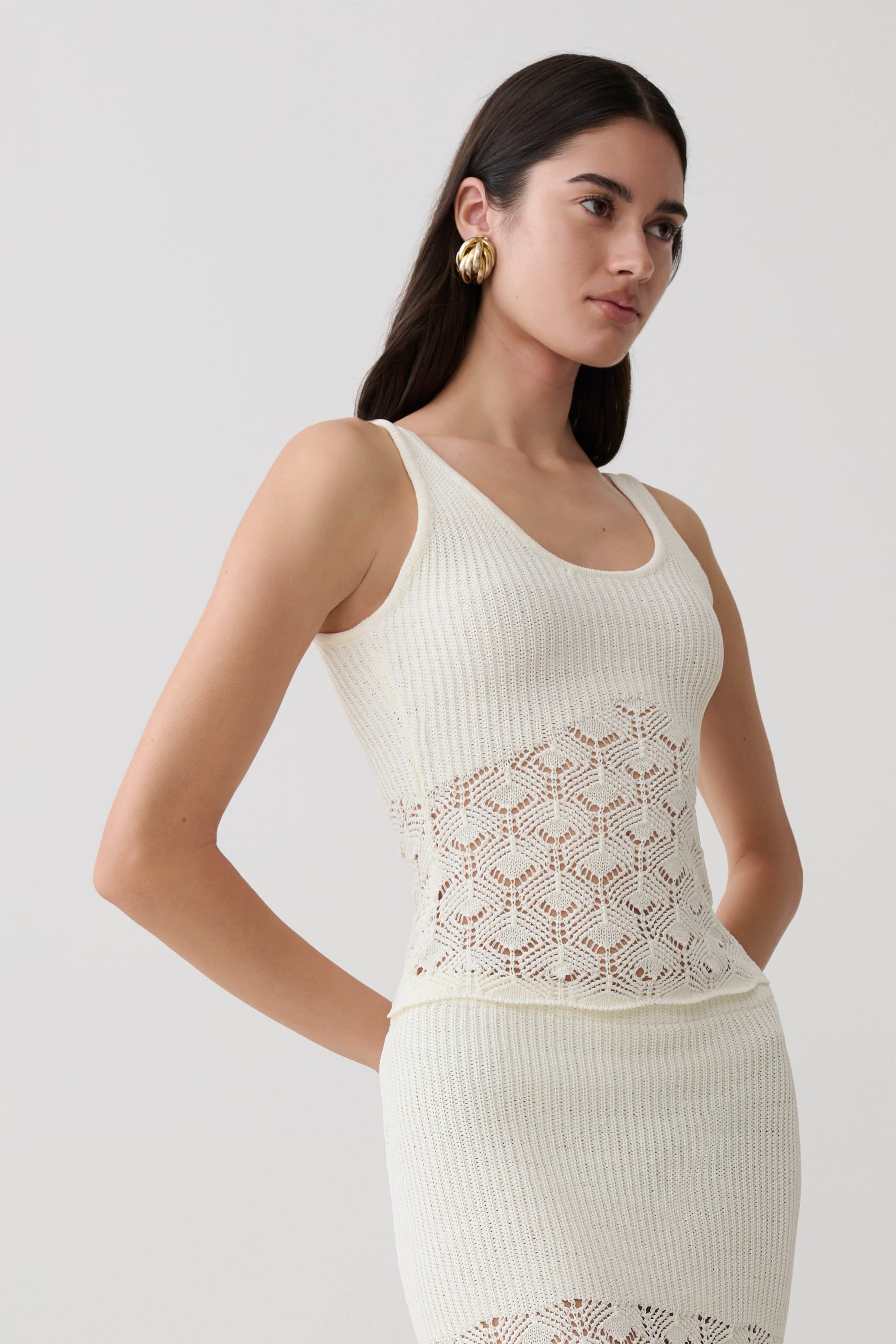 Atlantis Crochet Knit Top - White #4