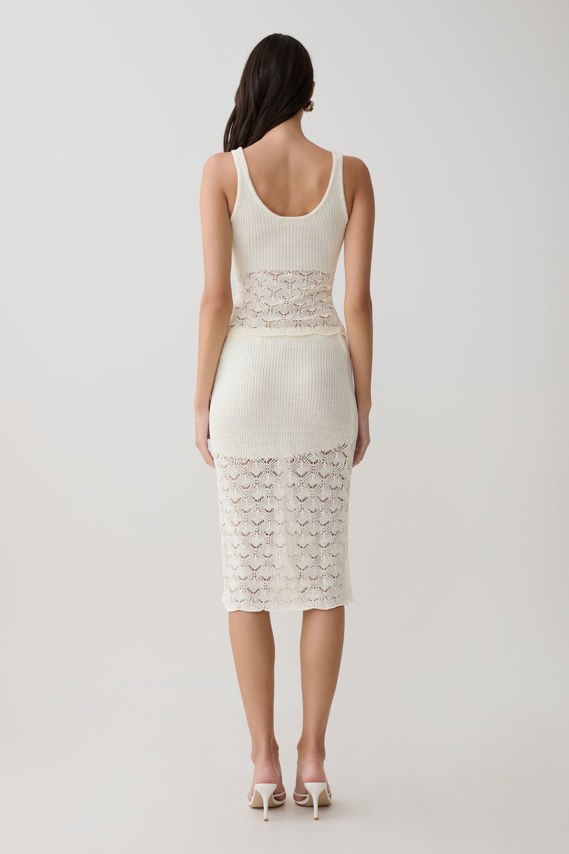 Atlantis Crochet Knit Midi Skirt - White #2