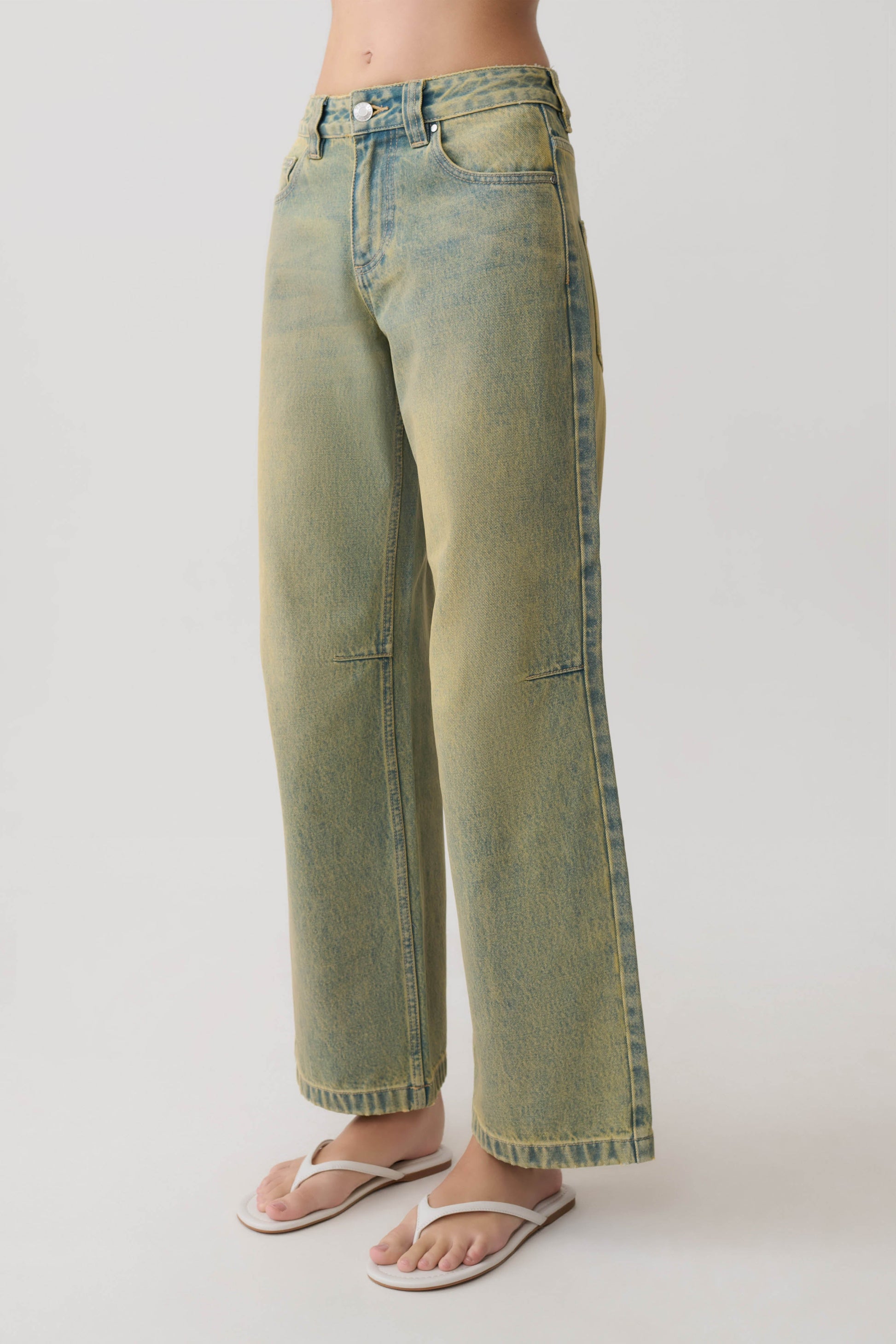 Joey Mid Rise Wide Leg Jeans - Green Wash #8