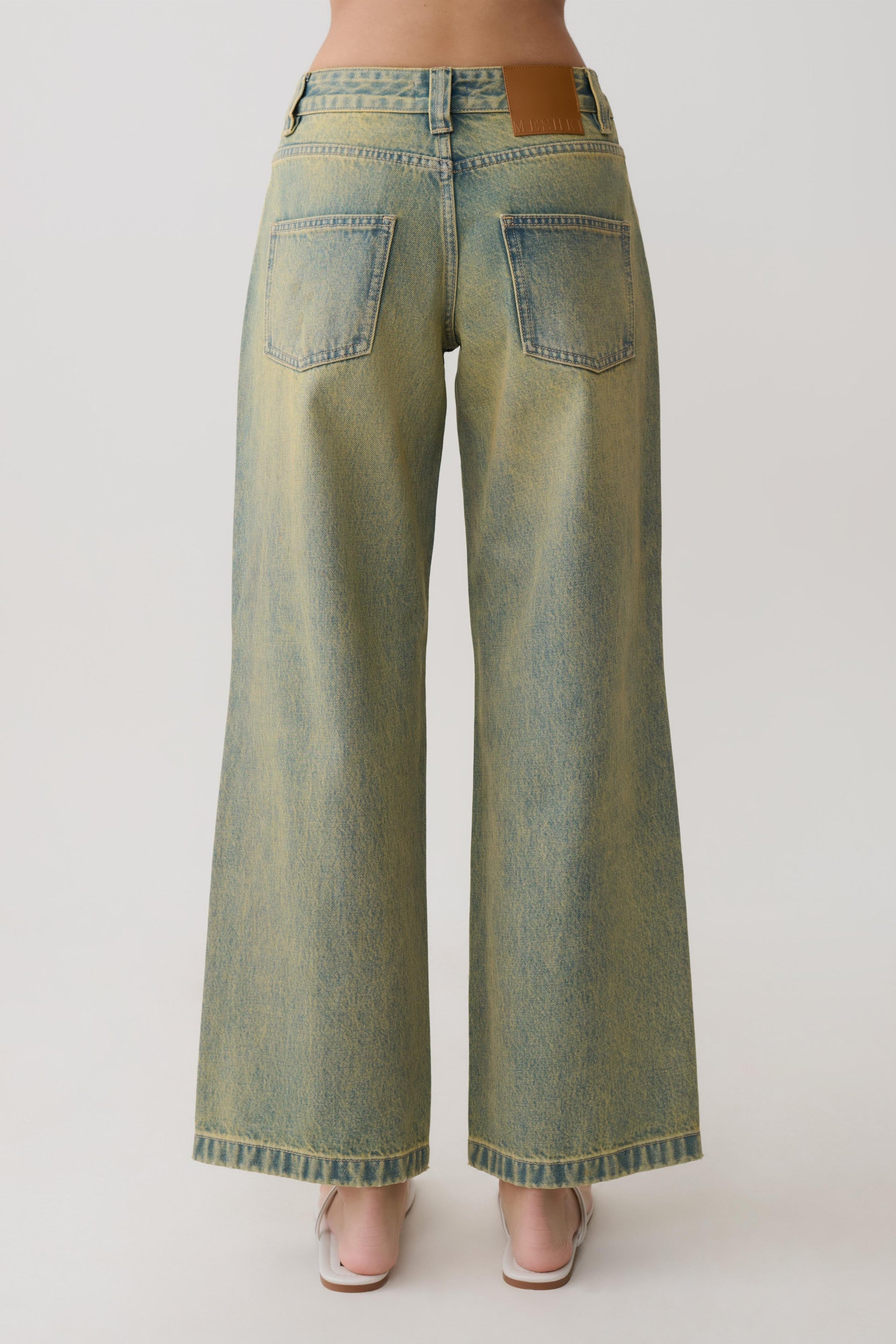 Joey Mid Rise Wide Leg Jeans - Green Wash #7