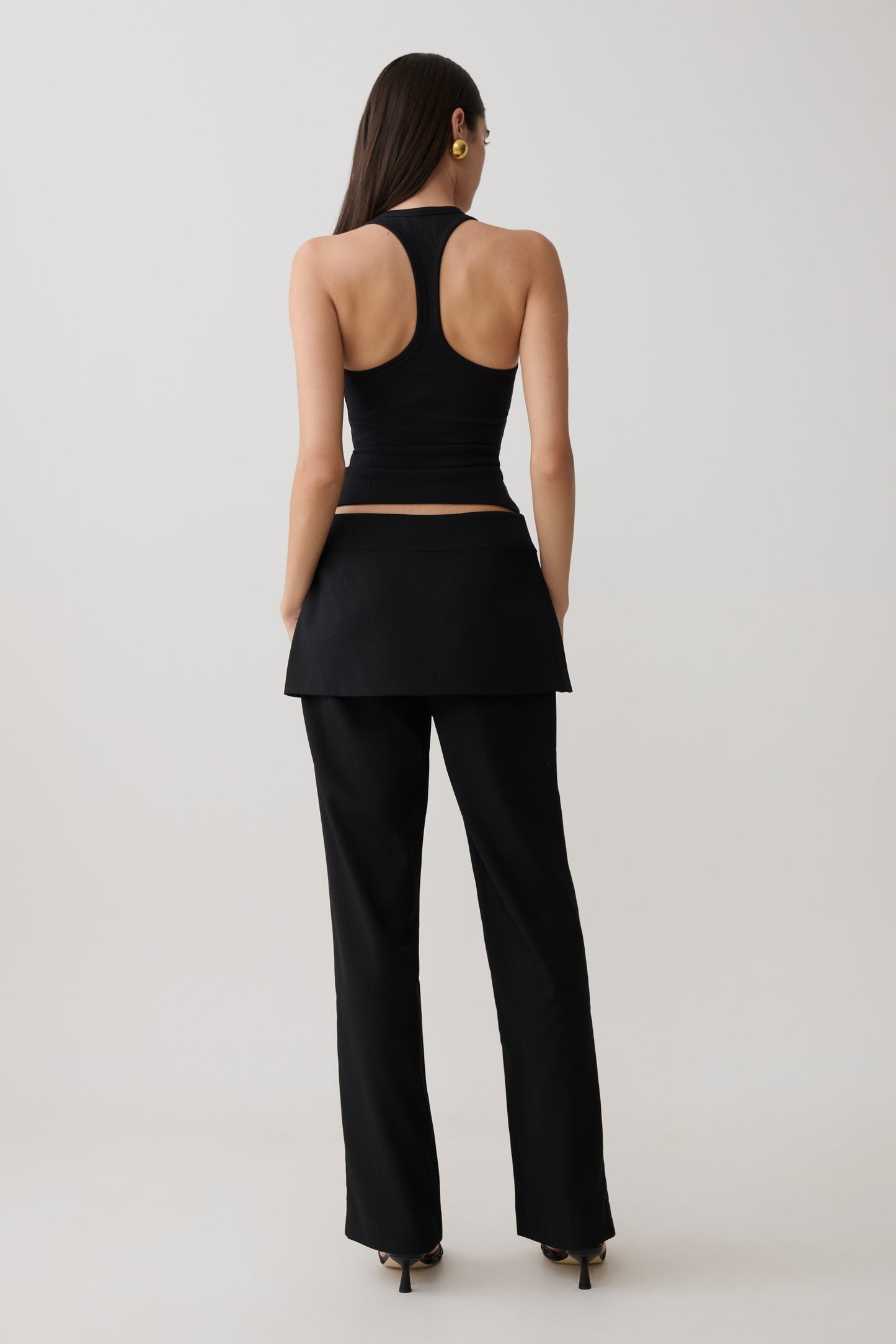 Actress Ribbed Tank - Black
