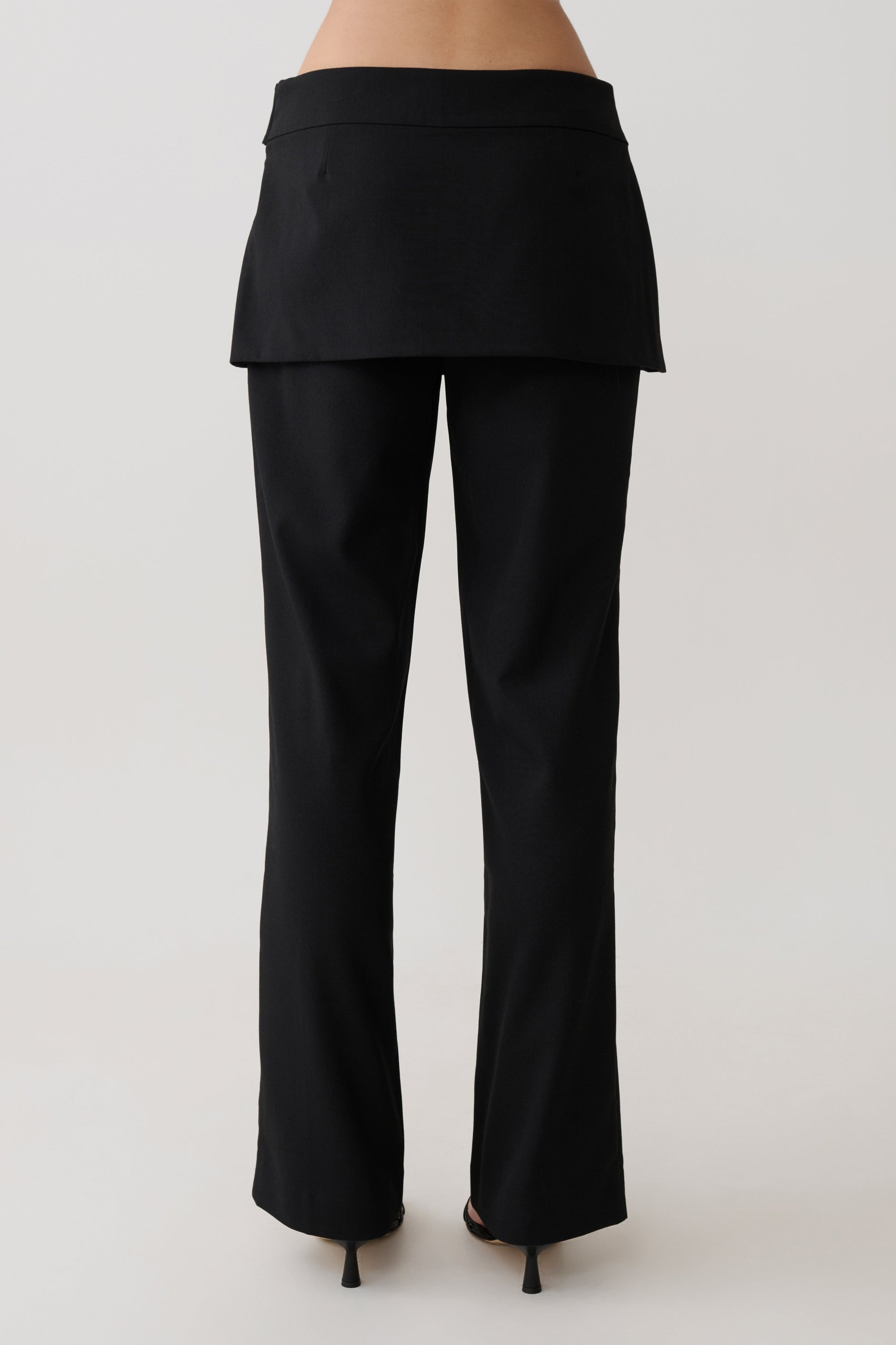 Daisy Wrap Skirt Straight Leg Pants - Black #7