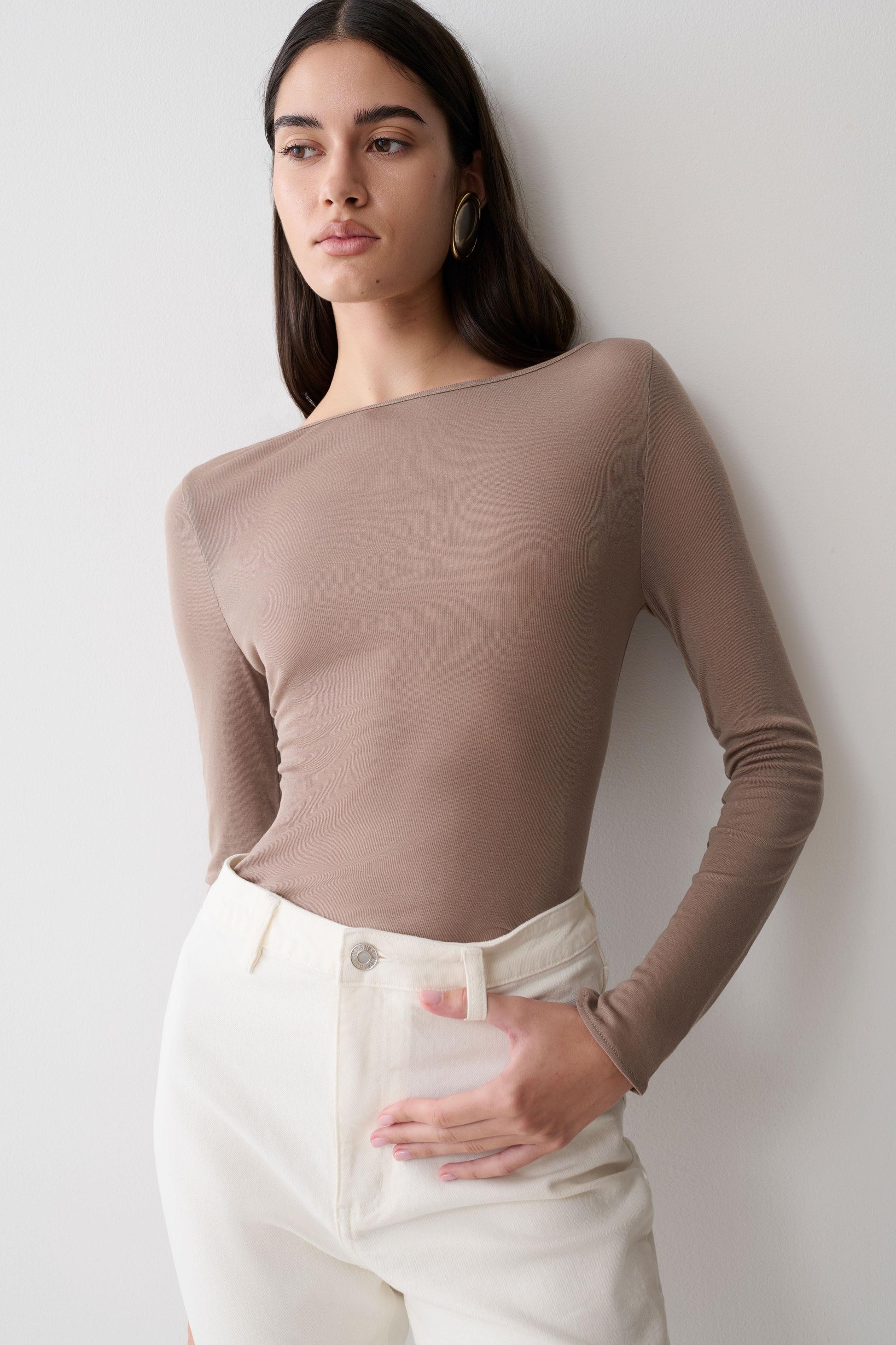Coraline Long Sleeve Sheer Top - Neutral #7