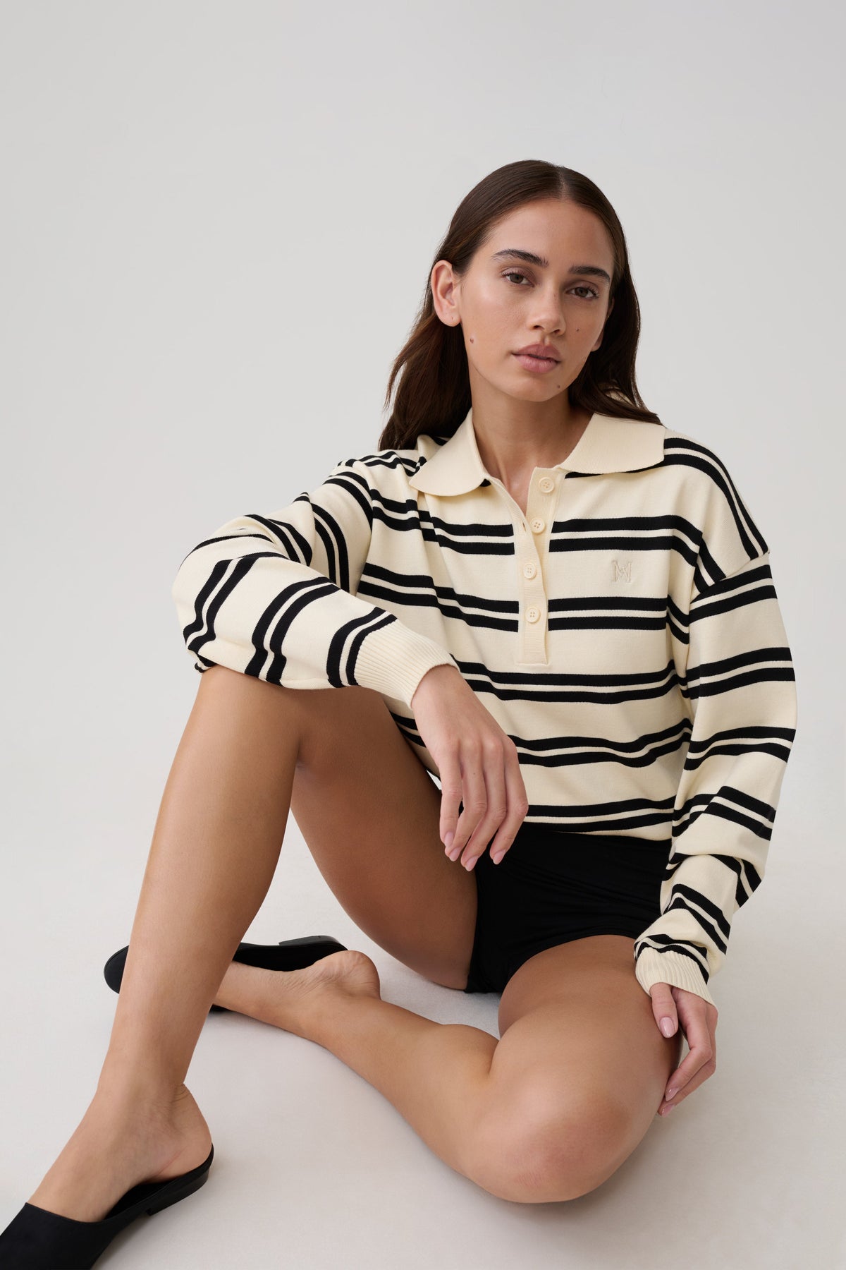 Philly Stripe Long Sleeve Knit Jumper - Ivory/Black #4