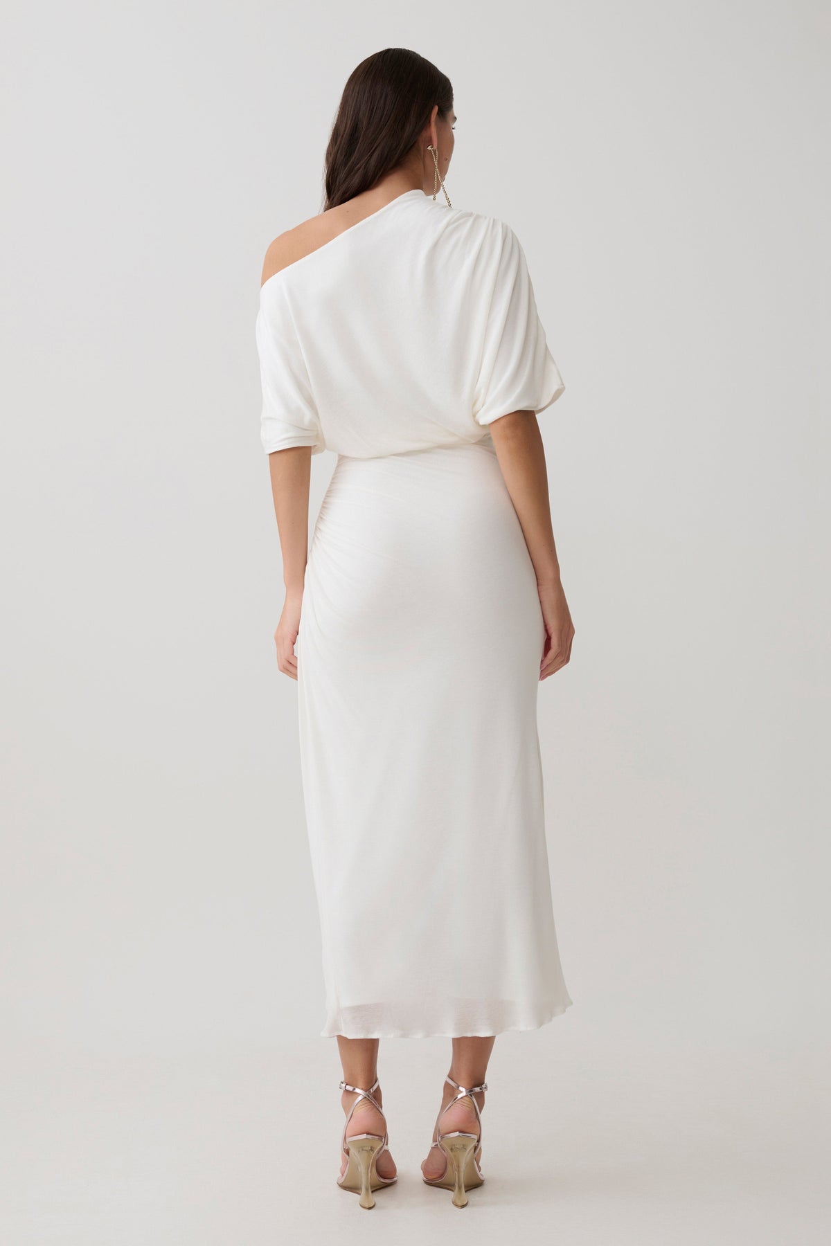 Alva Wool Lyocell Draped Midi Dress - White #2
