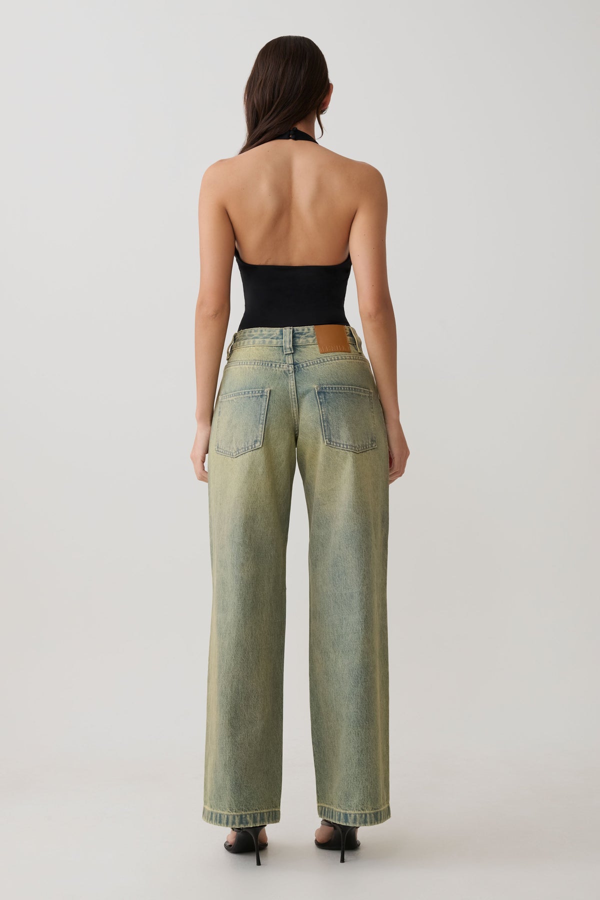 Joey Mid Rise Wide Leg Jeans - Green Wash #2