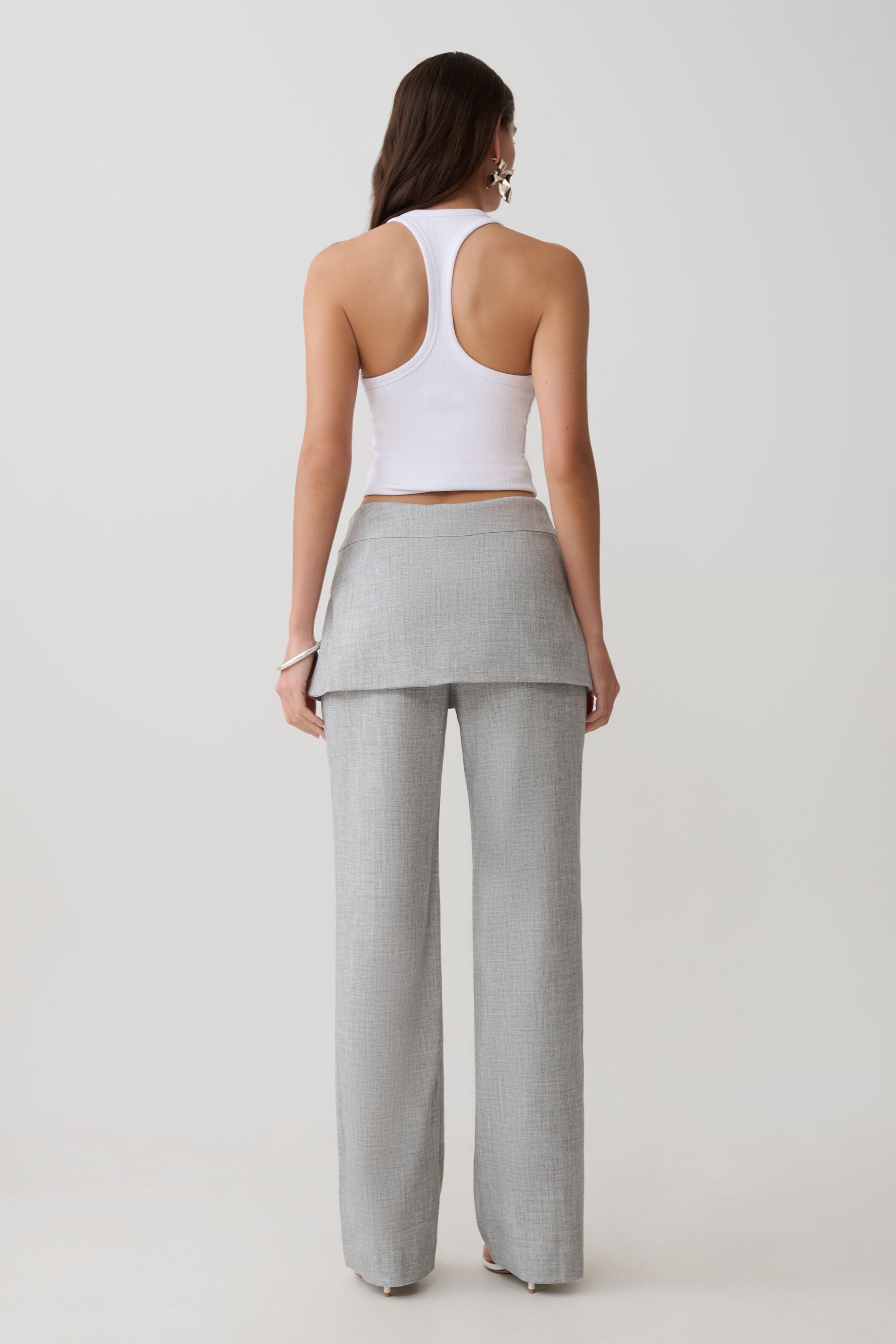 Daisy Wrap Skirt Straight Leg Pants - Charcoal Marle #2