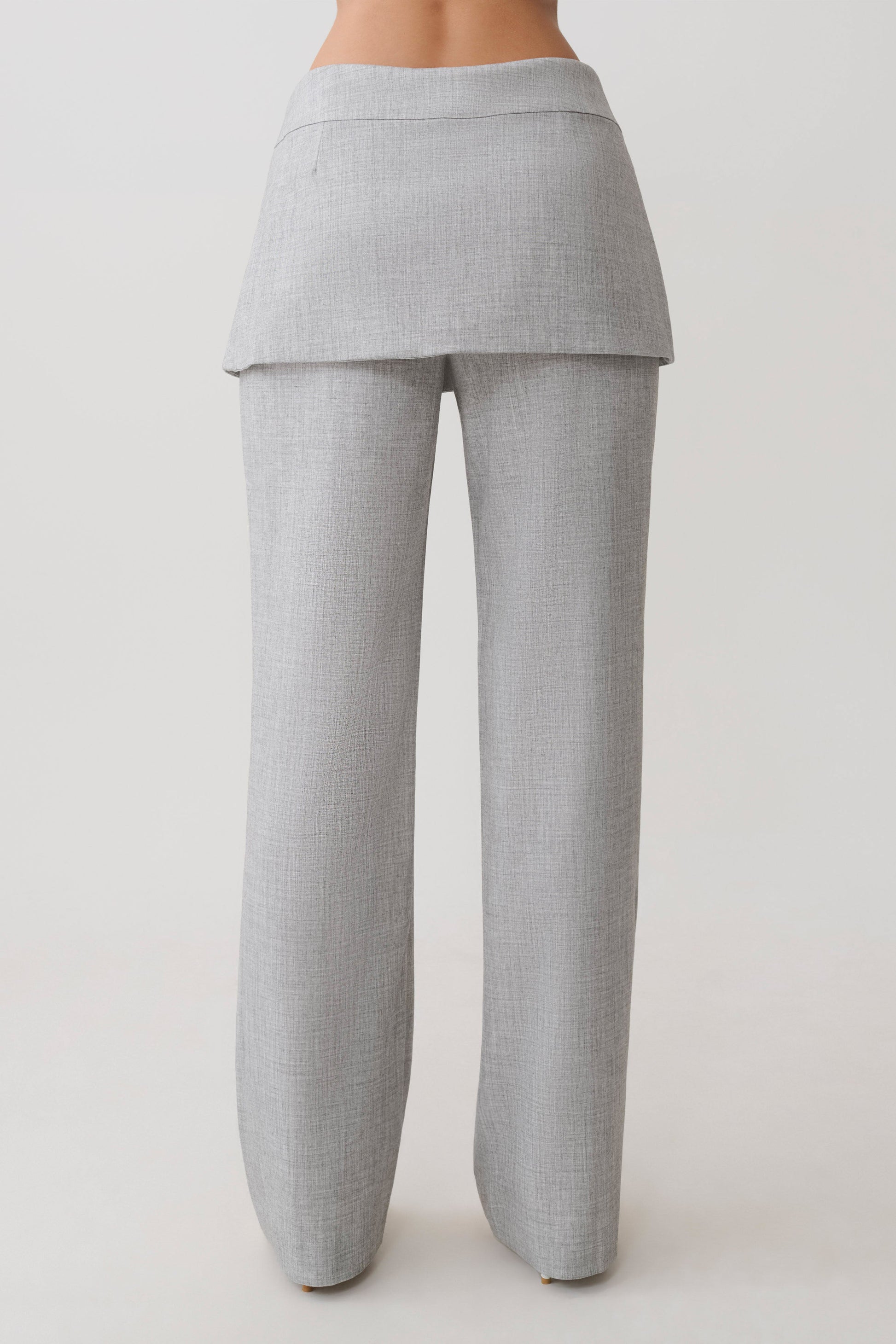 Daisy Wrap Skirt Straight Leg Pants - Charcoal Marle #7