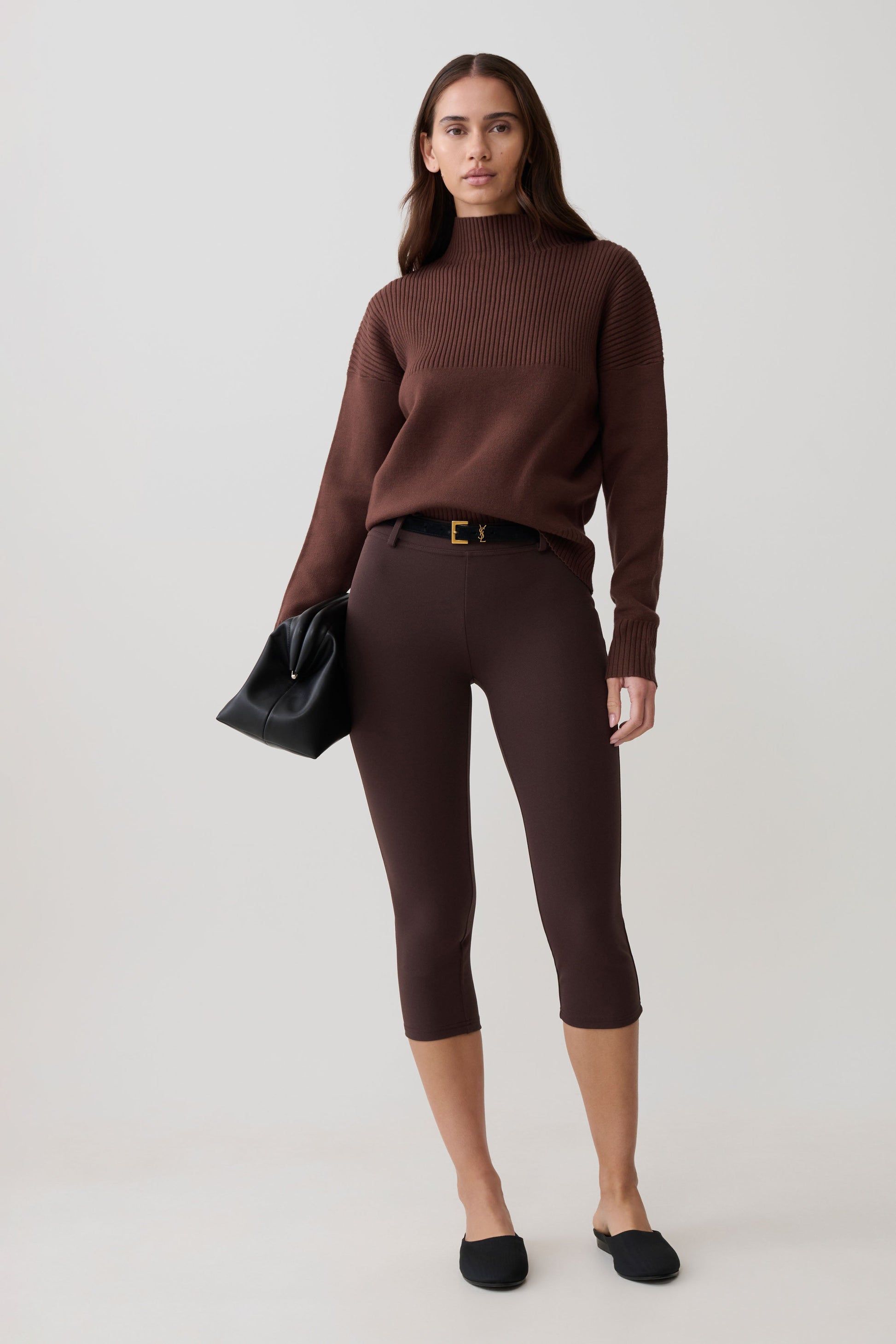 Stanley Ribbed High Neck Jumper - Chocolate #7