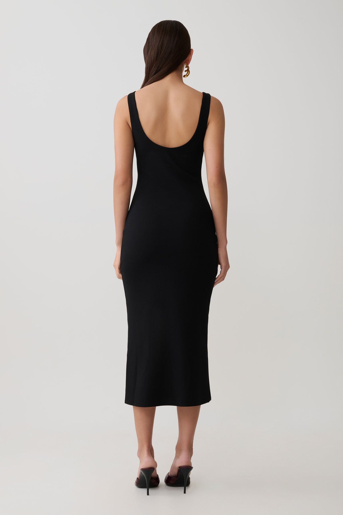 Allyra Scoop Stretch Crepe Midi Dress - Black #2