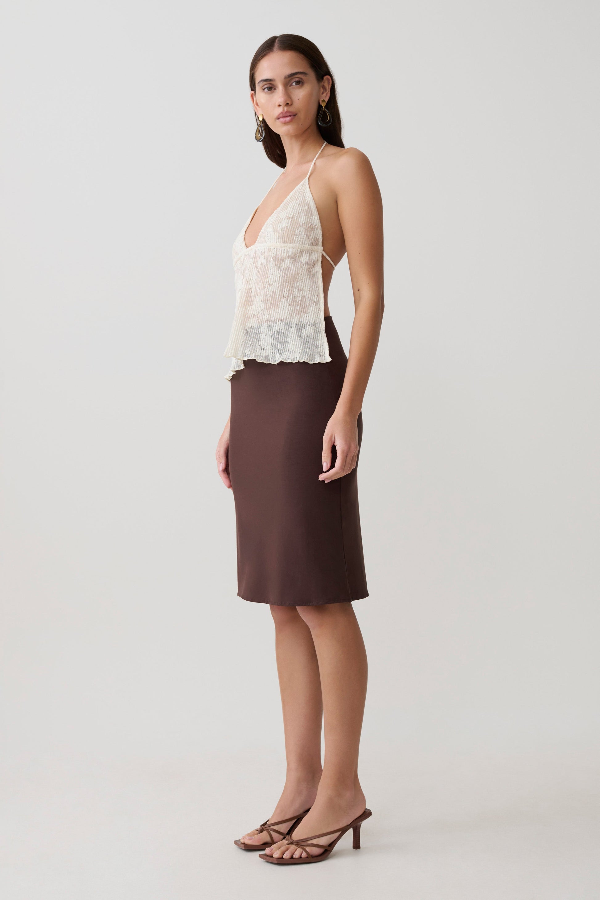Ambrose Lace Cami Halter Top - Ivory #4