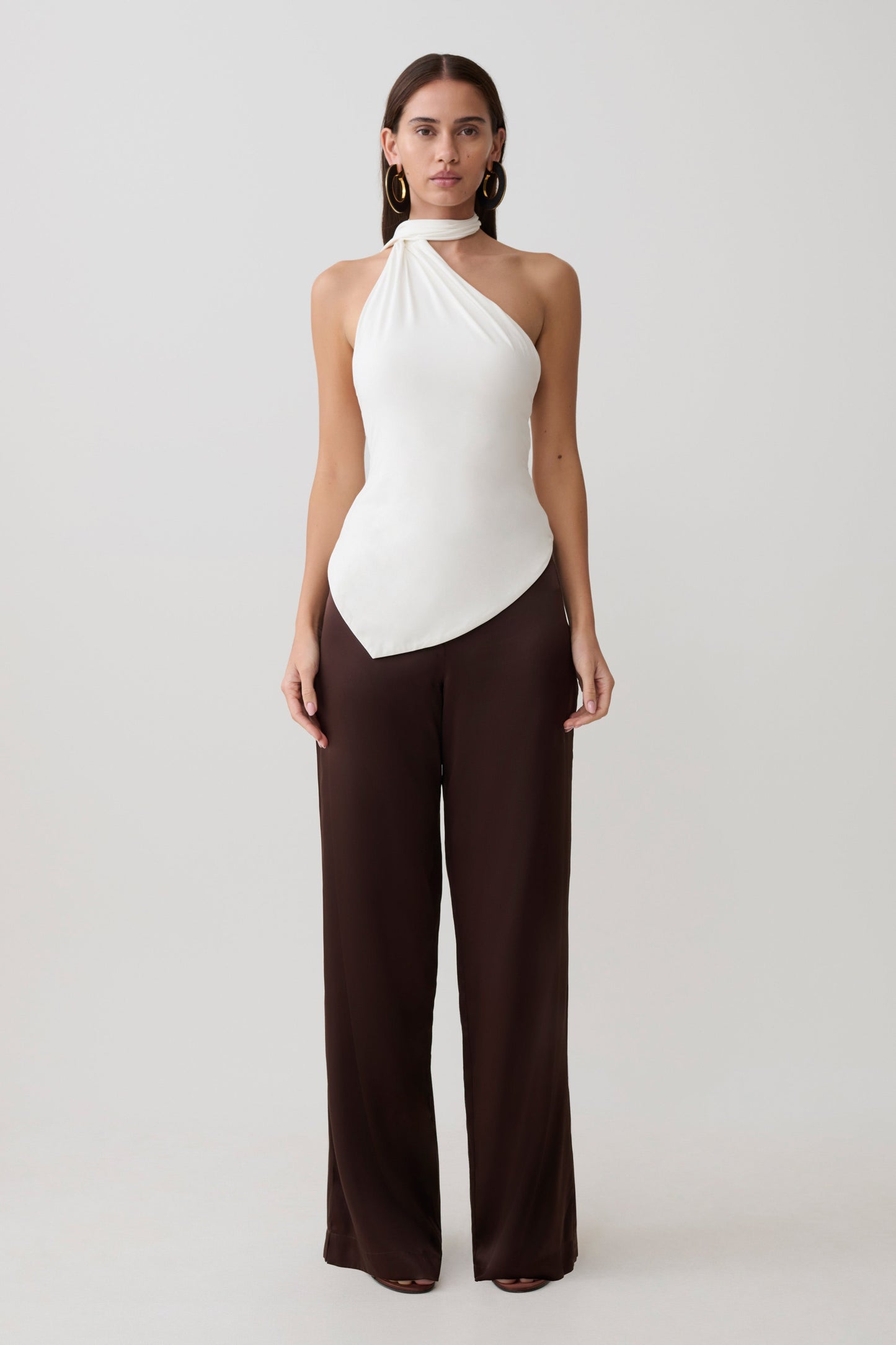 Jemma One Shoulder Tie Top - White