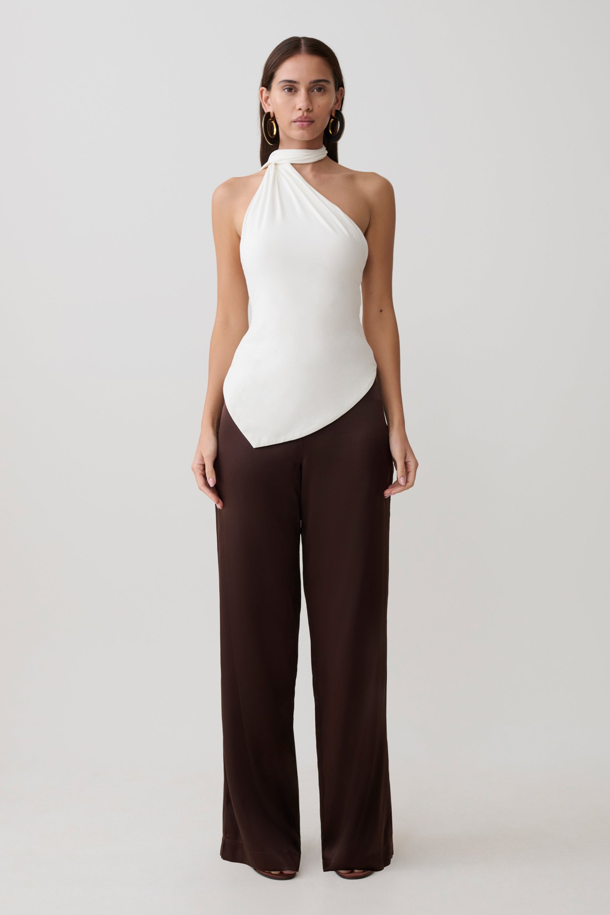Jemma One Shoulder Tie Top - White #6