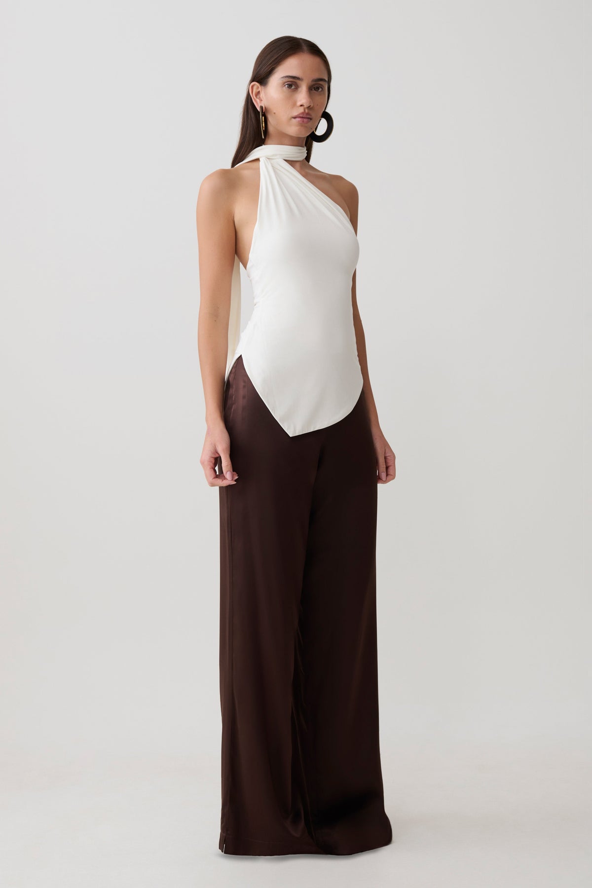 Jemma One Shoulder Tie Top - White #4