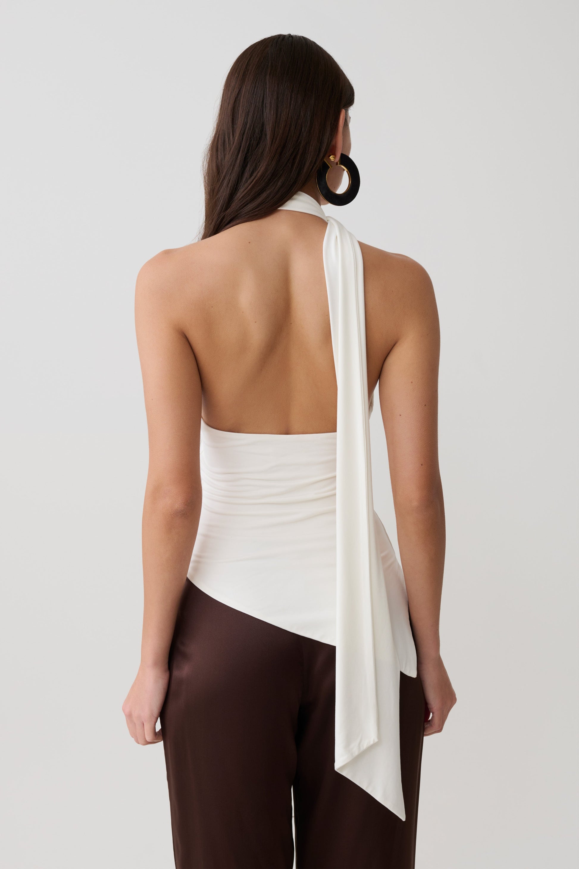 Jemma One Shoulder Tie Top - White #2