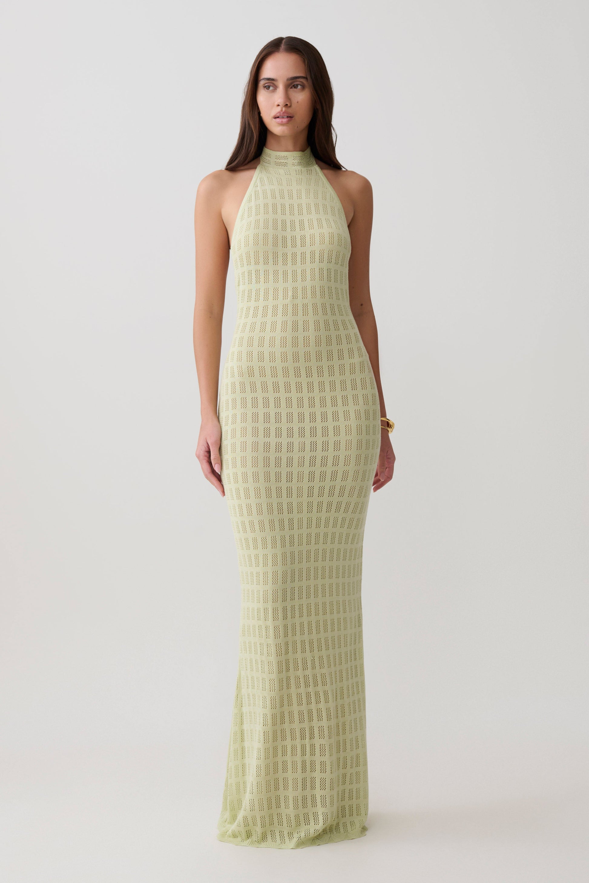 Hayley Halter Knit Maxi Dress - Seafoam #5