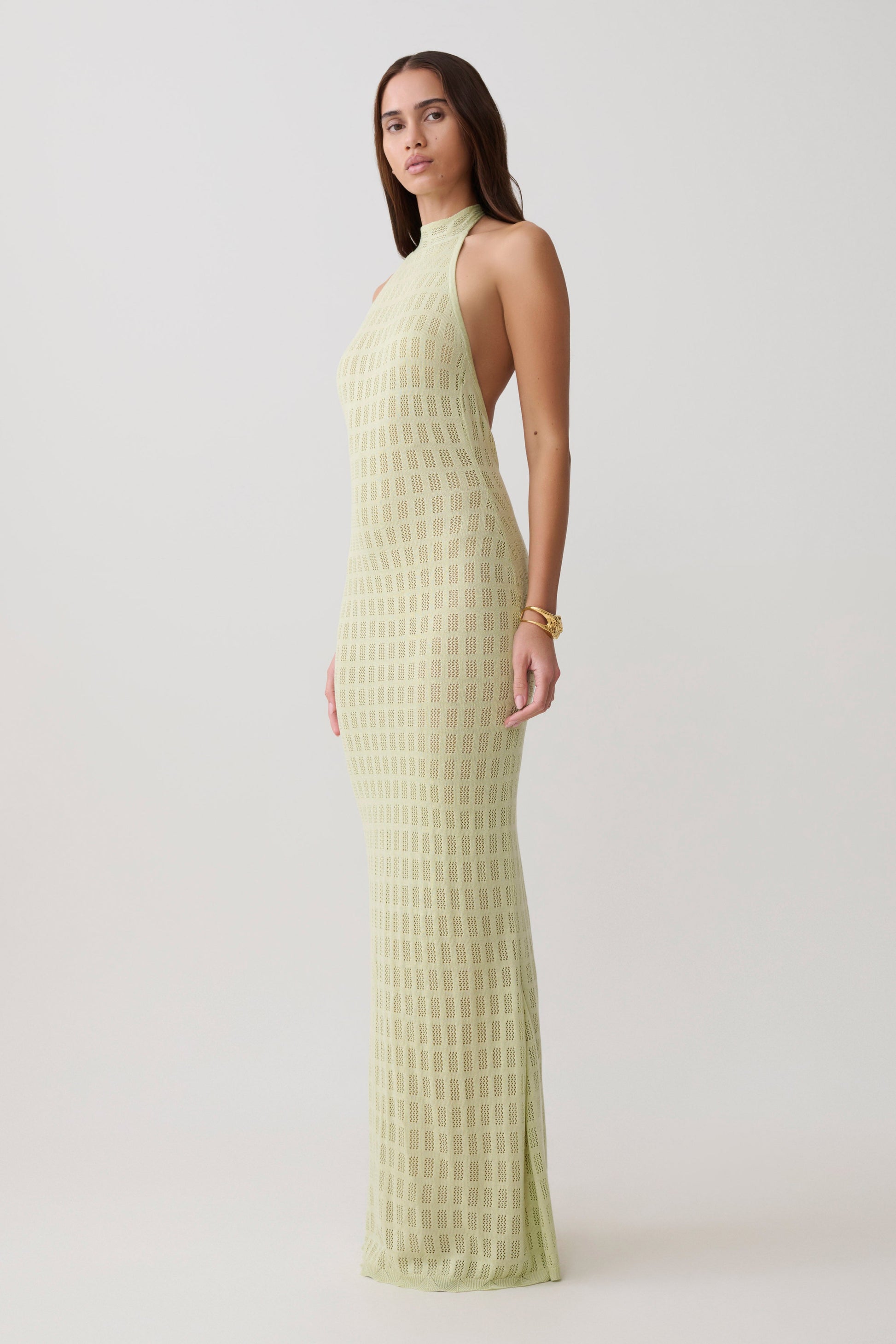 Hayley Halter Knit Maxi Dress - Seafoam #4
