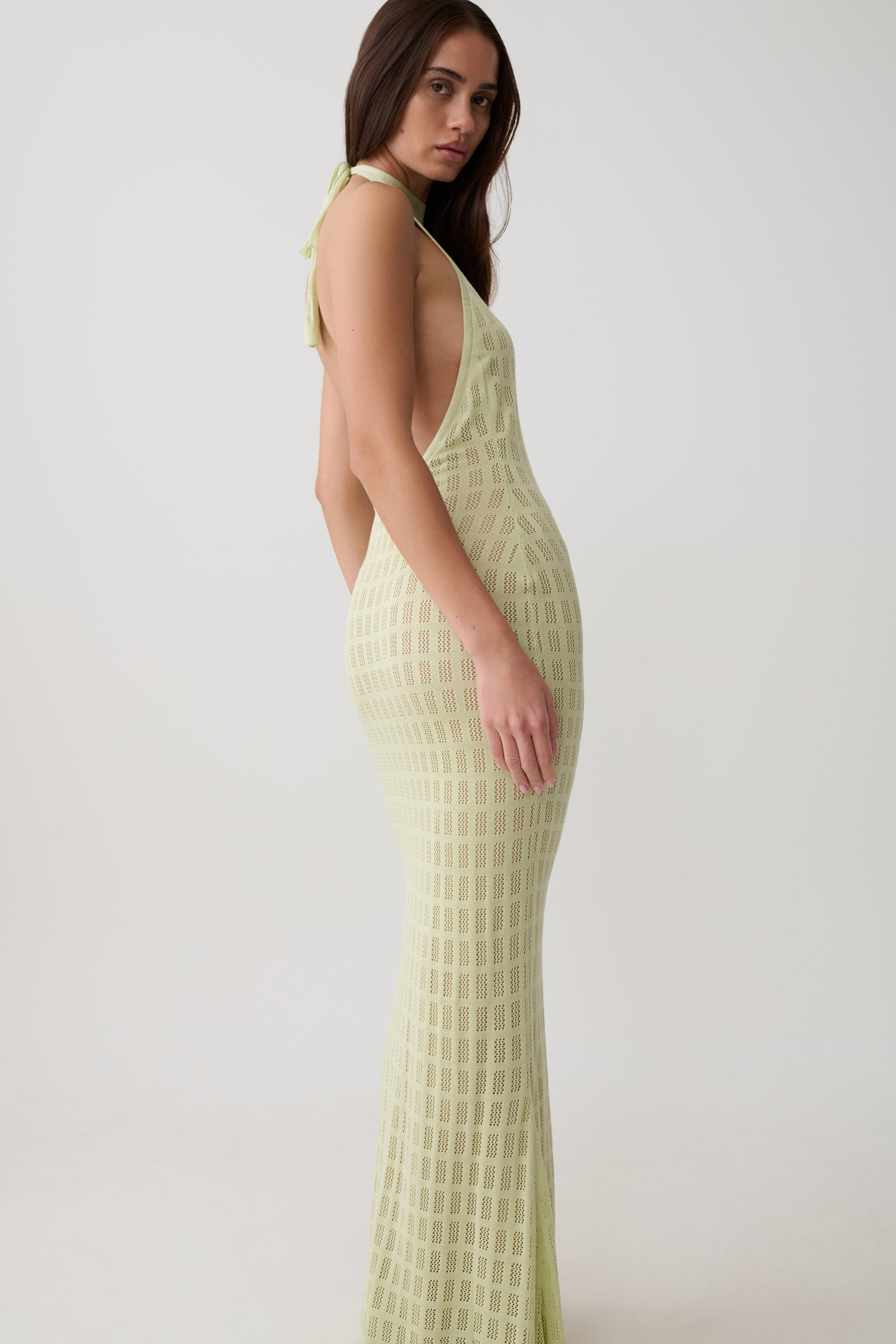 Hayley Halter Knit Maxi Dress - Seafoam #3