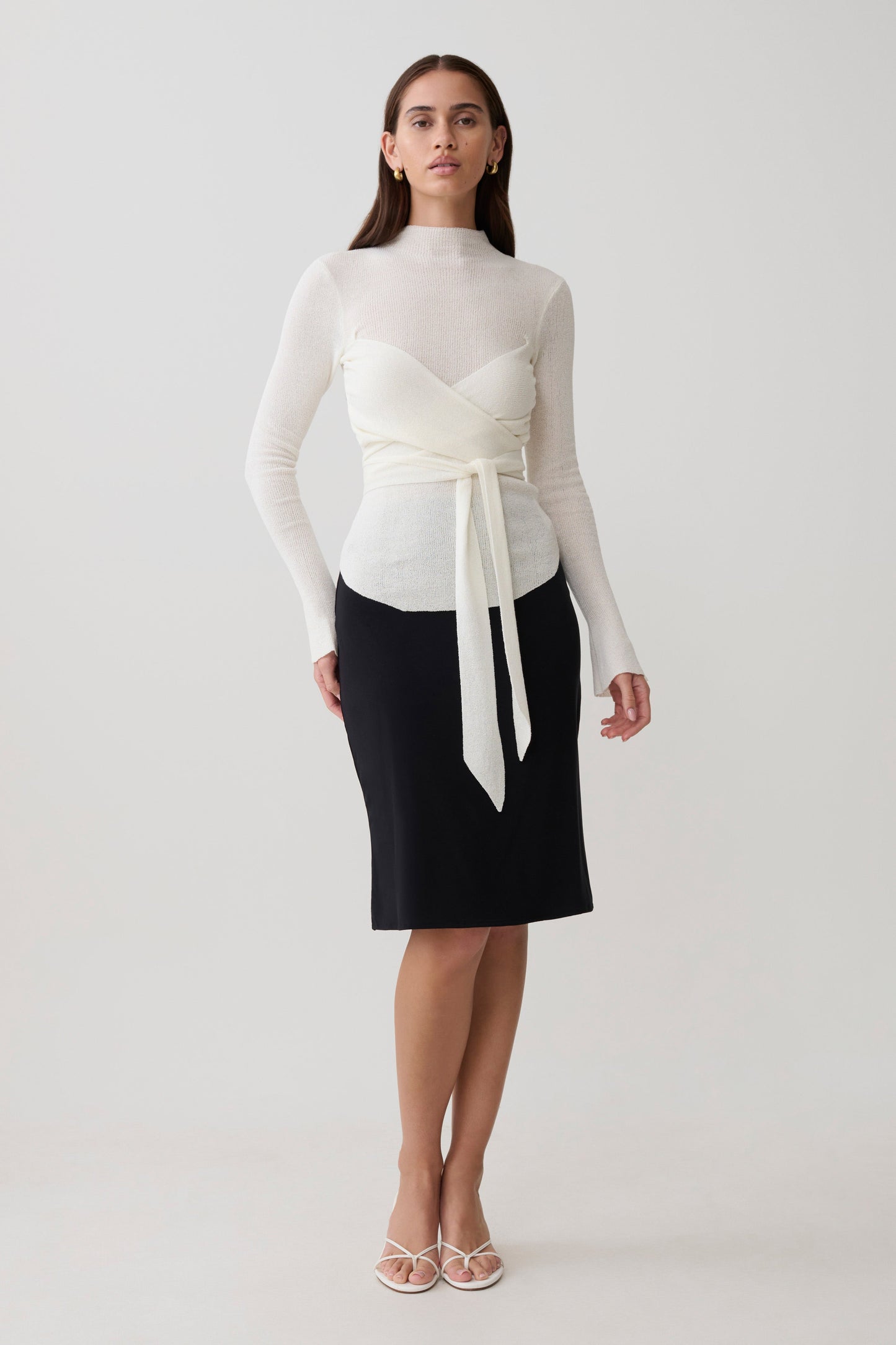 Lawson Wrap Knit Long Sleeve Top - White