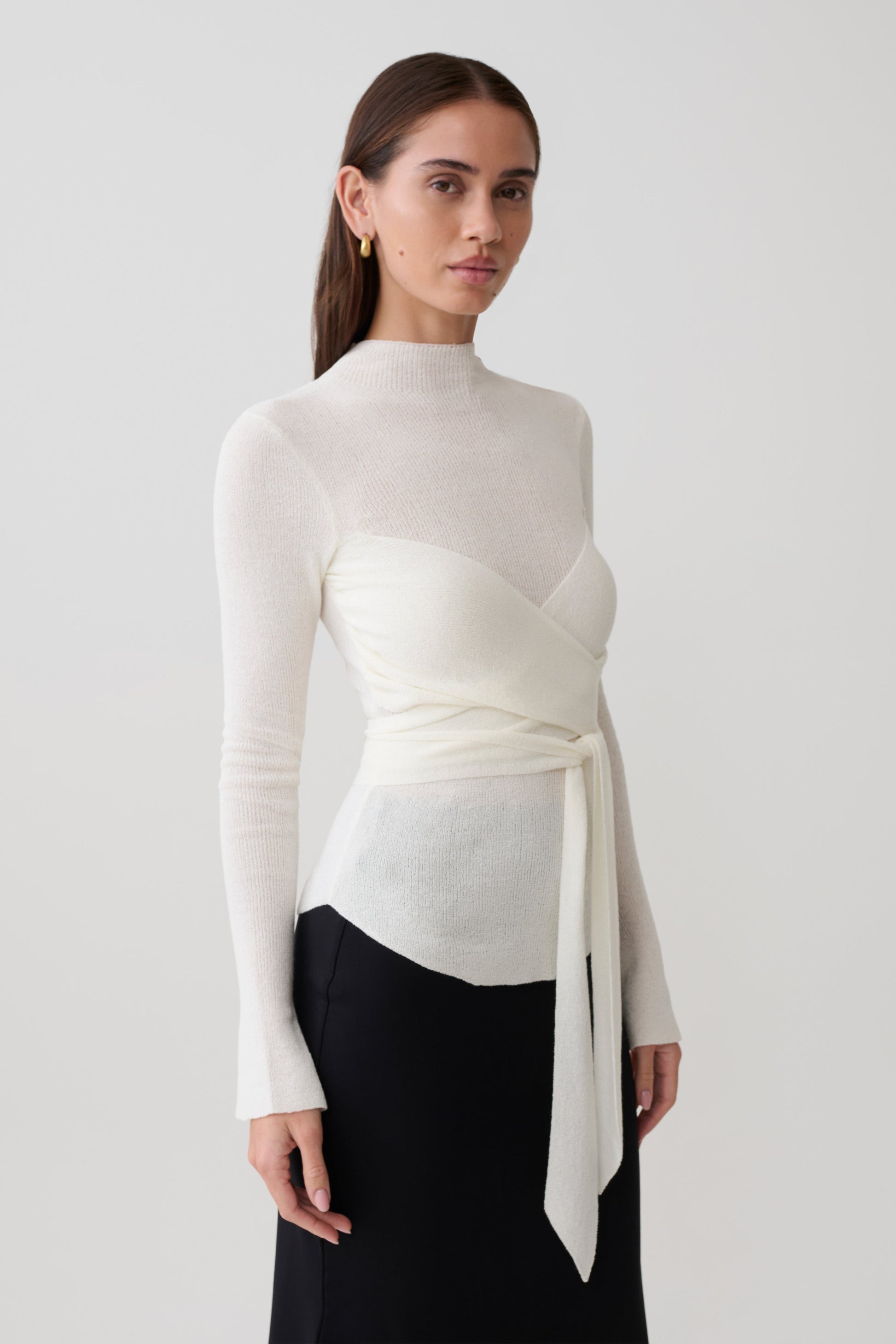 Lawson Wrap Knit Long Sleeve Top - White #4