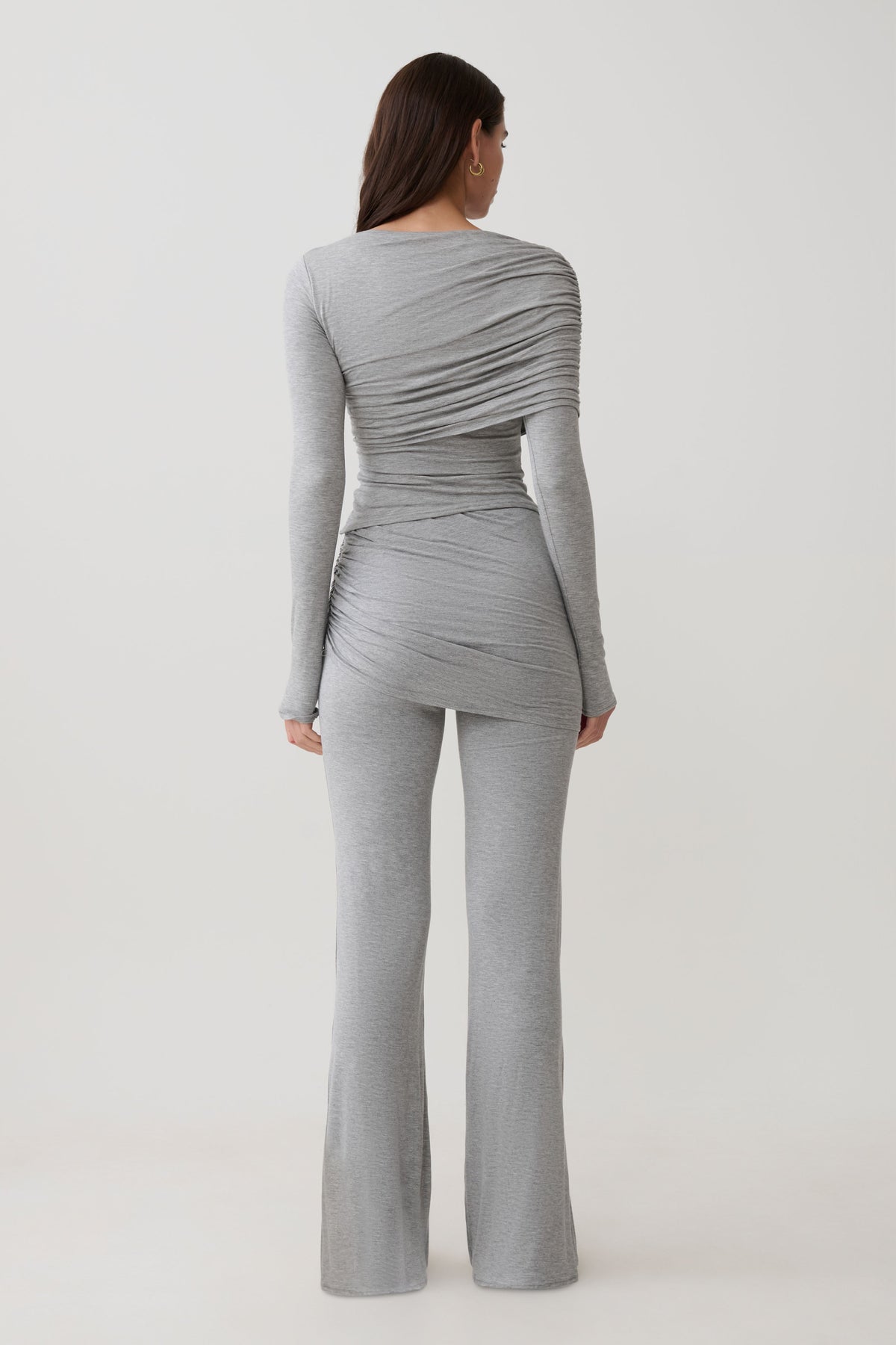 Keaton Modal Straight Leg Overlay Pant - Grey Marle #2