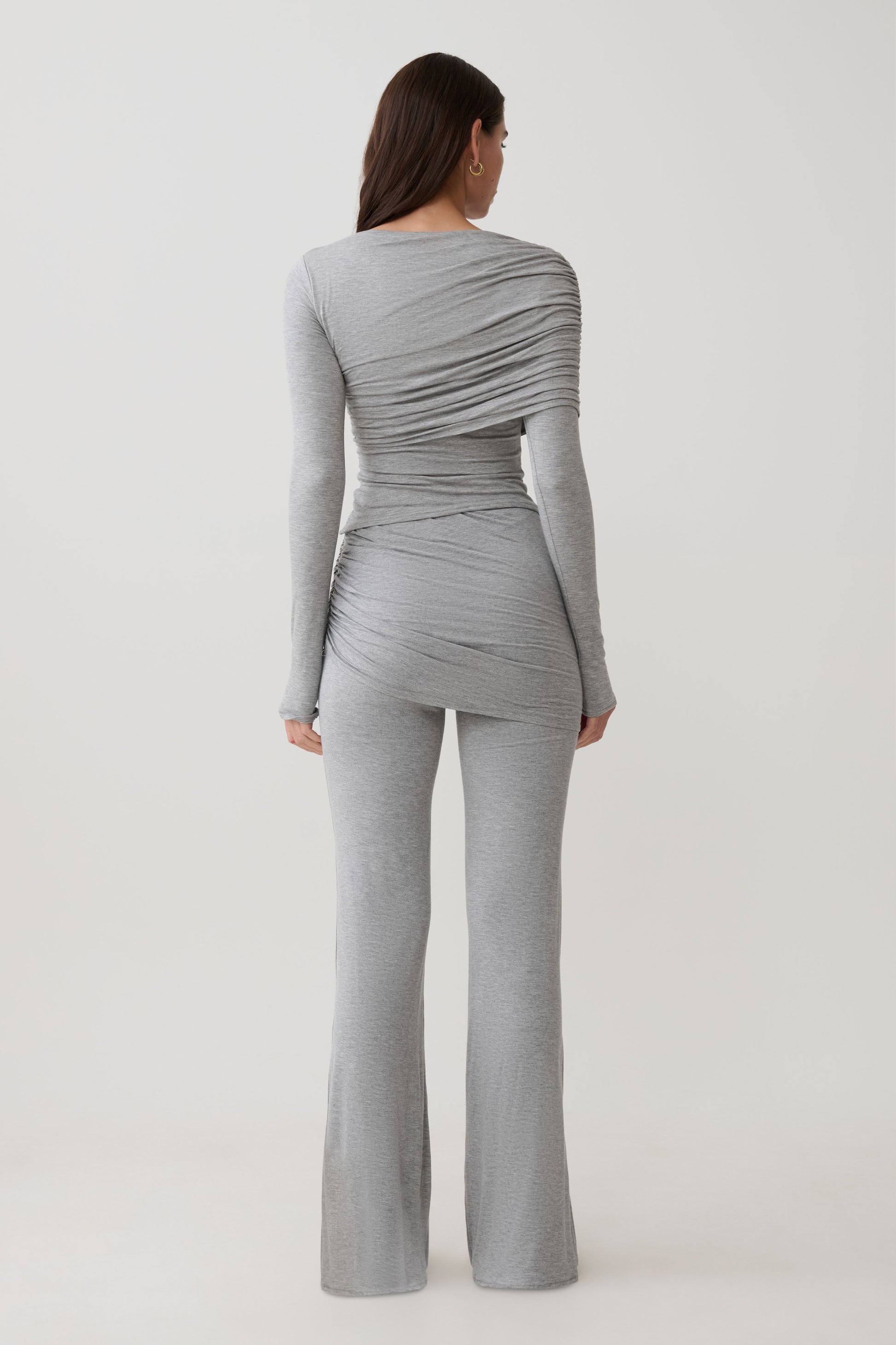 Keaton Modal Long Sleeve Overlay Top - Grey Marle #5