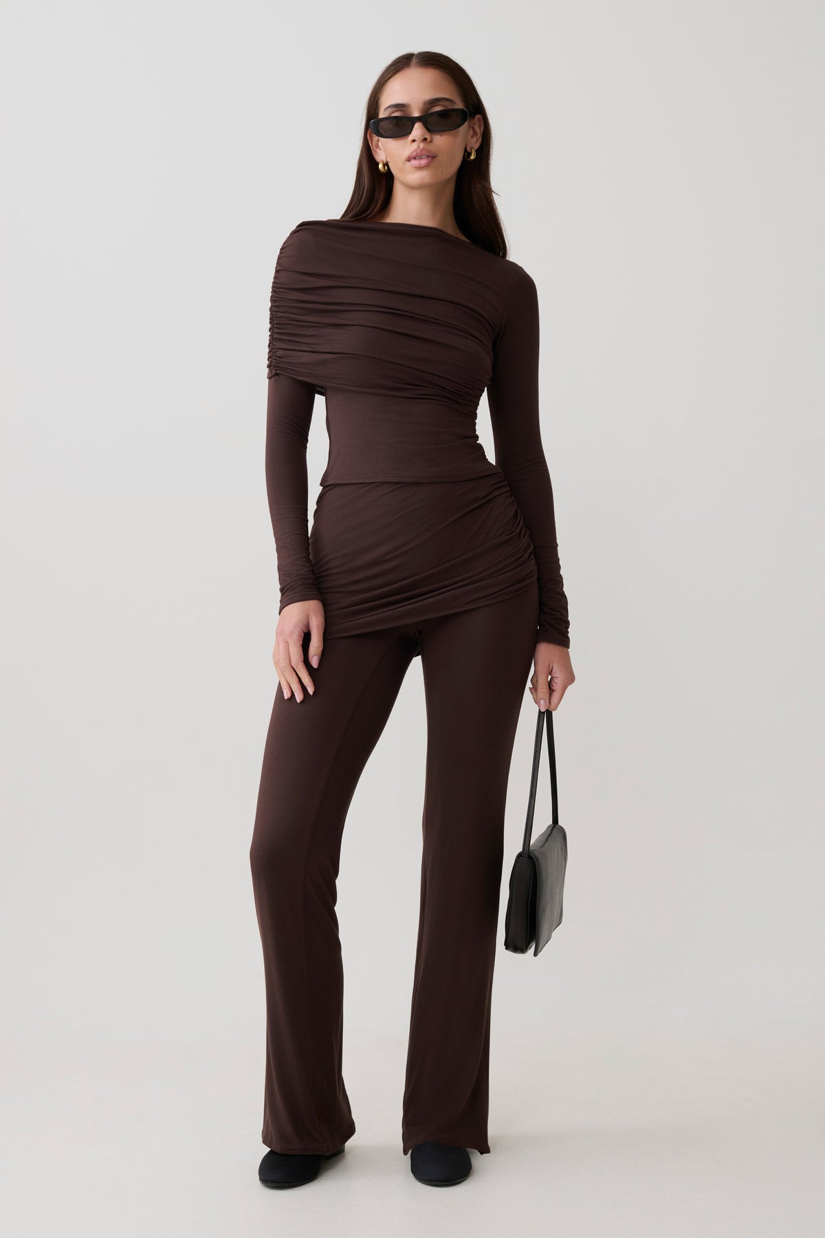 Keaton Modal Straight Leg Overlay Pant - Espresso #4