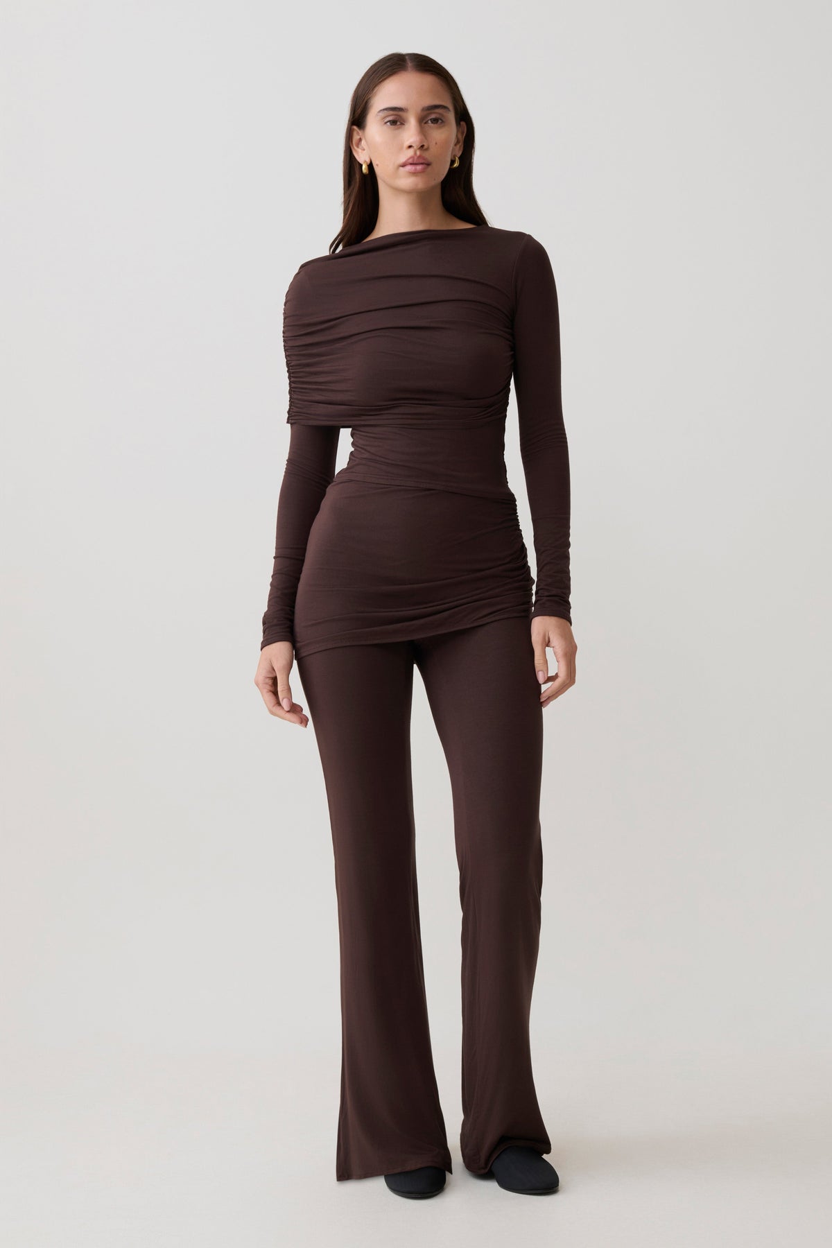 Keaton Modal Straight Leg Overlay Pant - Espresso #3