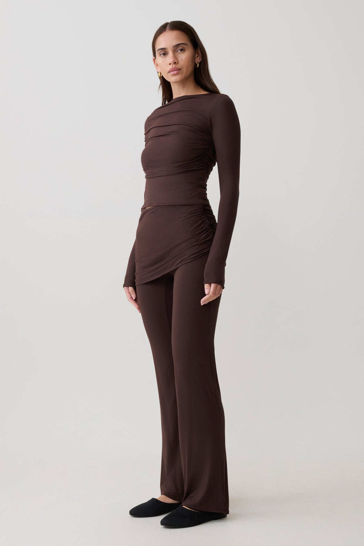 Keaton Modal Long Sleeve Overlay Top - Espresso #4