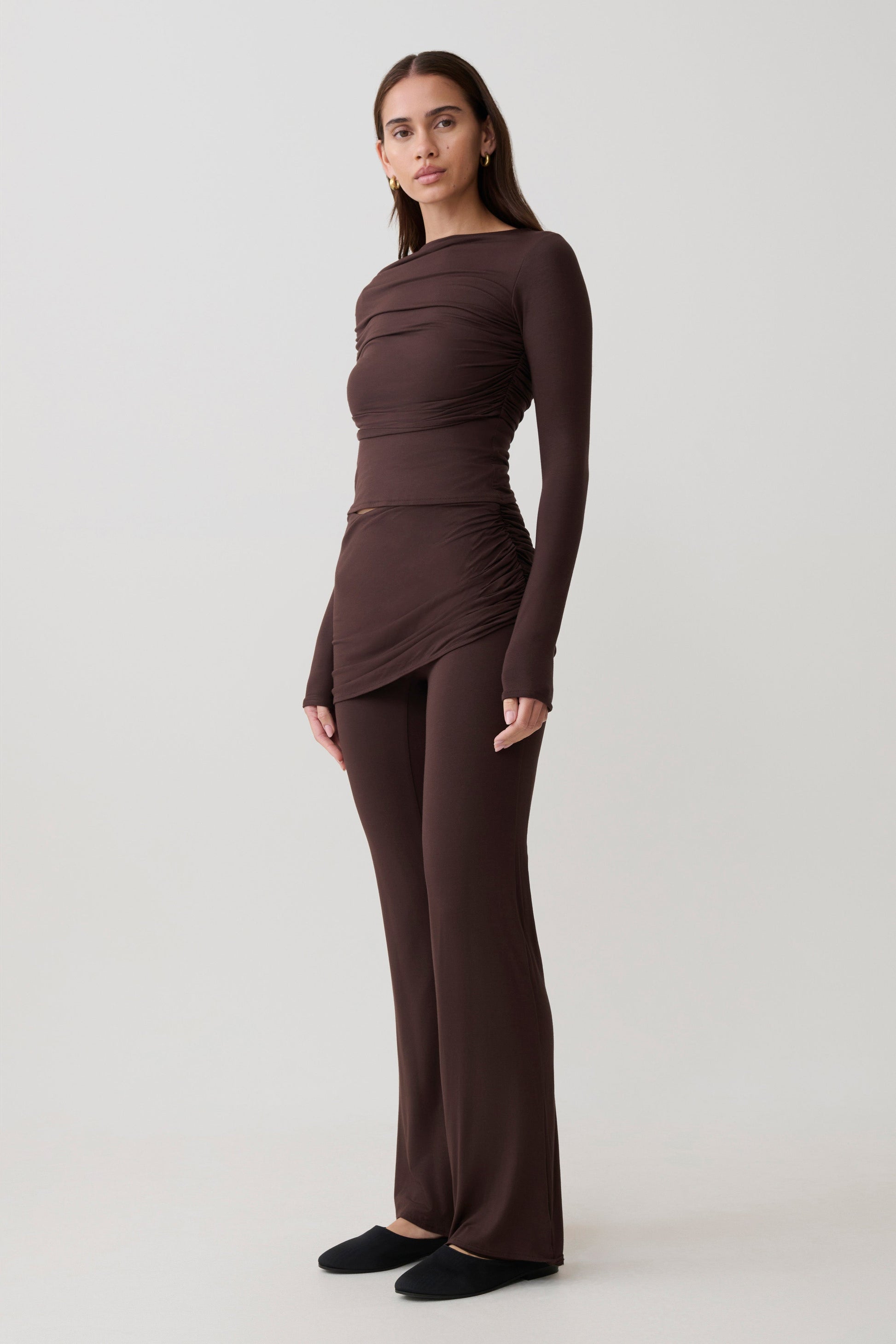 Keaton Modal Straight Leg Overlay Pant - Espresso #5