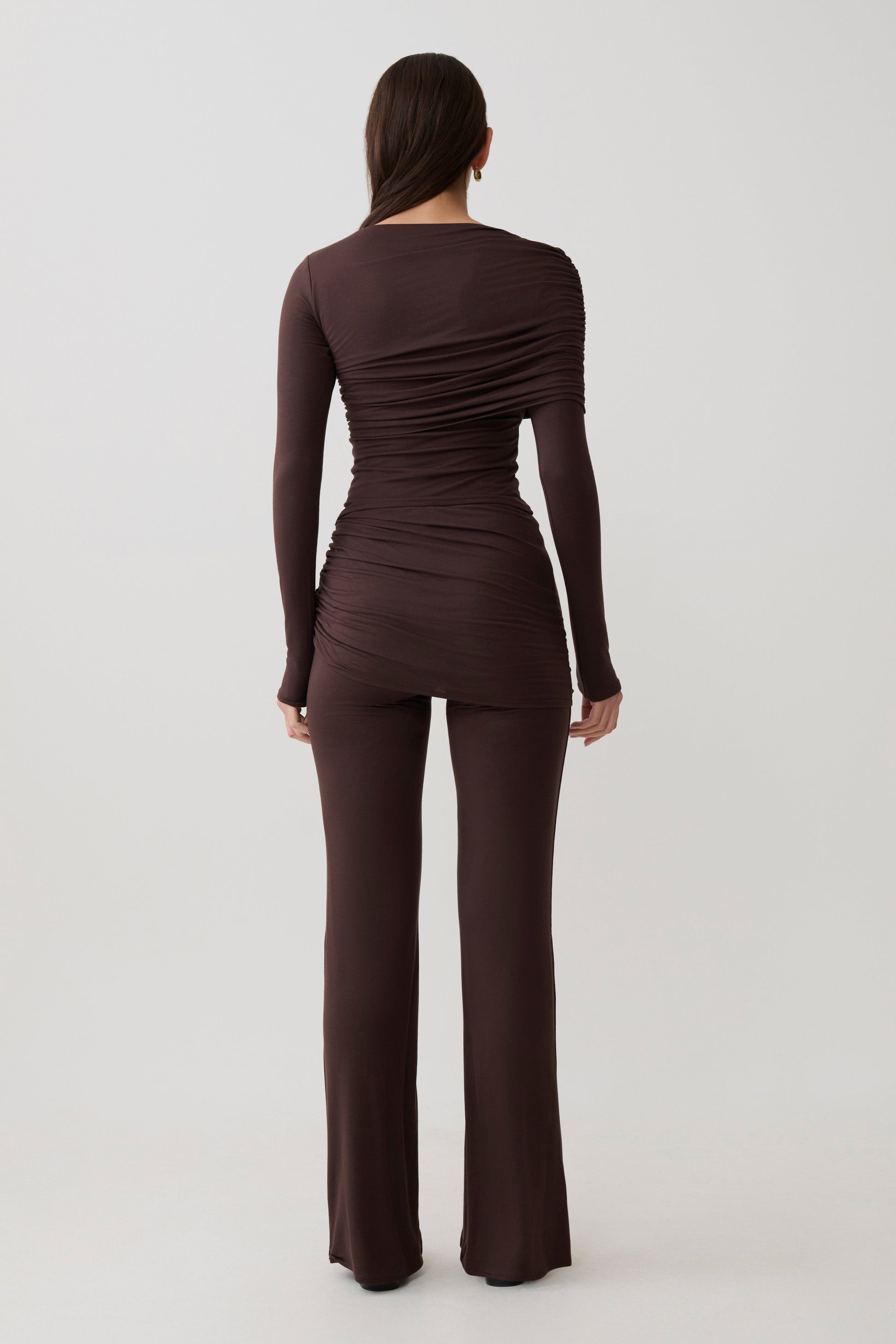 Keaton Modal Long Sleeve Overlay Top - Espresso #5