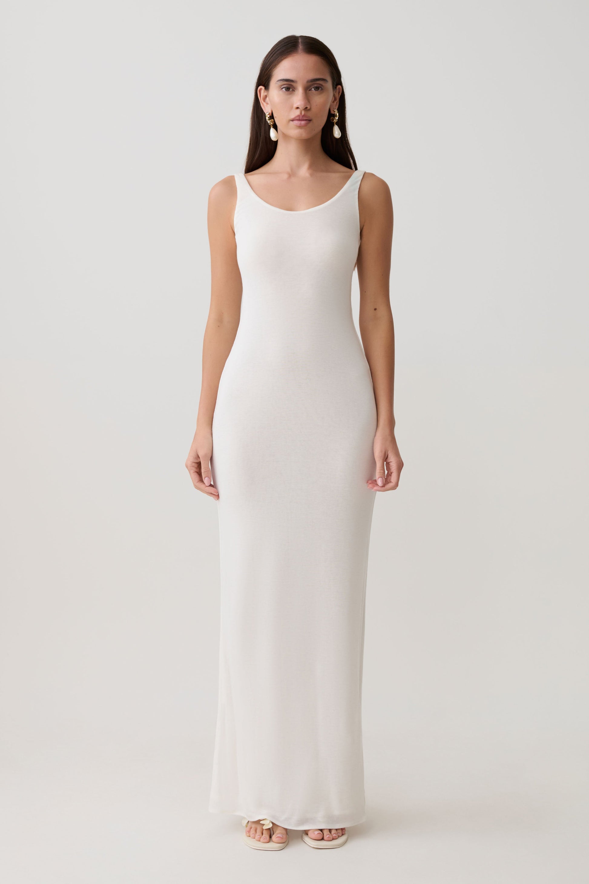 Gwenaelle Scoop Neck Jersey Maxi Dress - White #6
