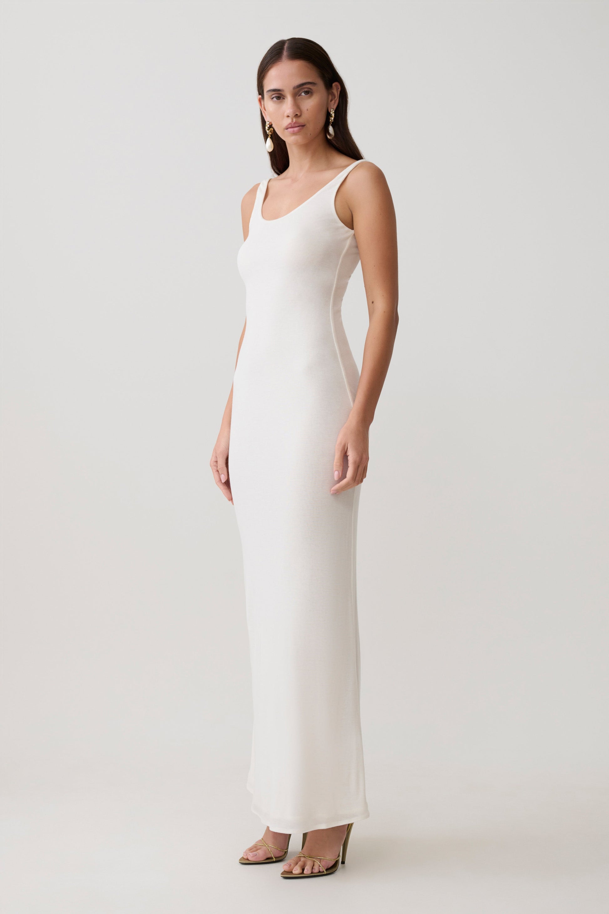Gwenaelle Scoop Neck Jersey Maxi Dress - White #5