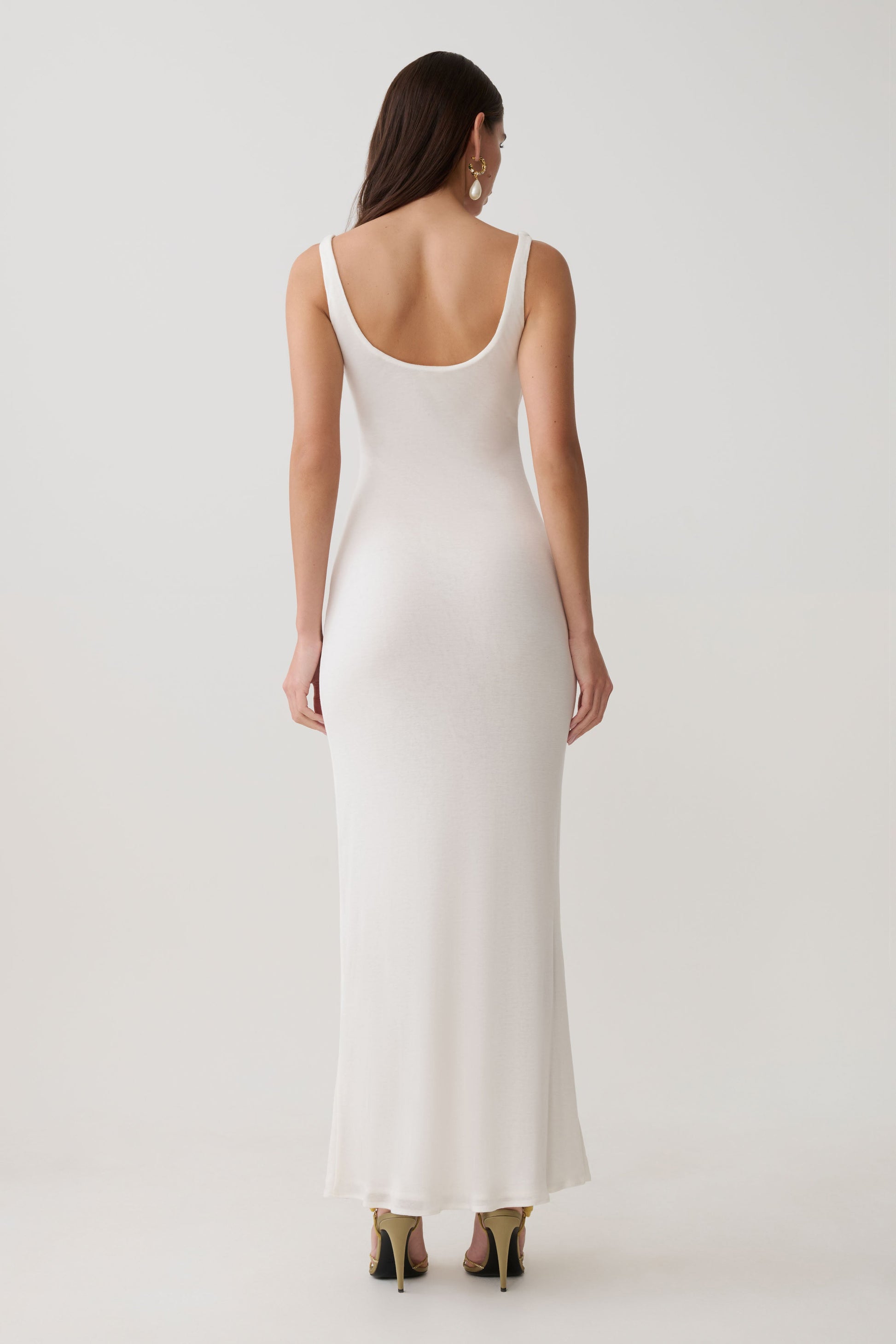 Gwenaelle Scoop Neck Jersey Maxi Dress - White #2